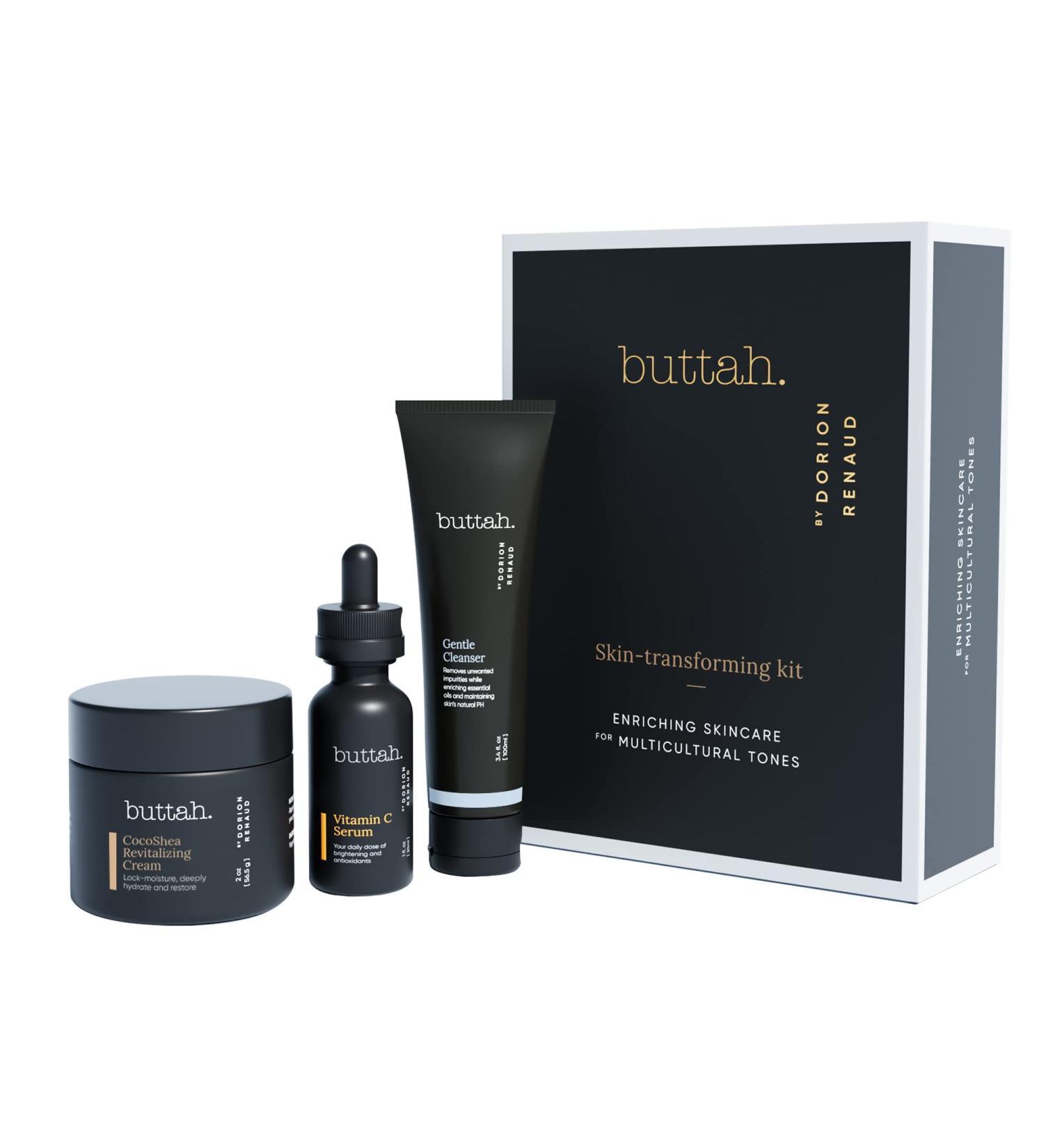 Transforming Kit for Melanin Rich Skin | Buttah Skin CocoShea Revitalizing Cream Set | Vitamin C Serum, Cleanser | Black Owned Skincare - Buy Online on GoSupps.com