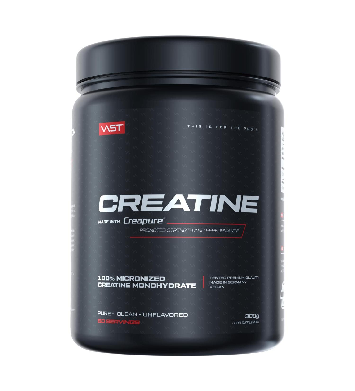 Vast Creatine - Micronized Creapure Creatine Monohydrate Powder | Vegan Made in Germany | 60 Portions | Boost Performance | 300g - Buy Online on GoSupps.com