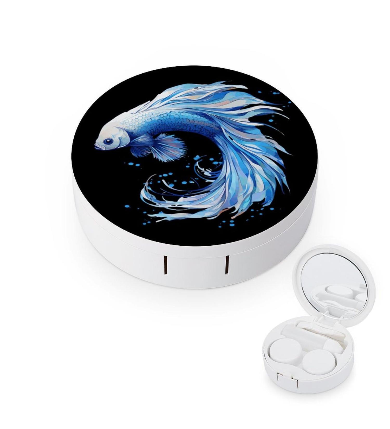 Siamese Fighting Betta Fish Contact Lens Case with Mirror | Cute Portable Eye Lens Box Travel Kit - Shop Now - Buy Online on GoSupps.com