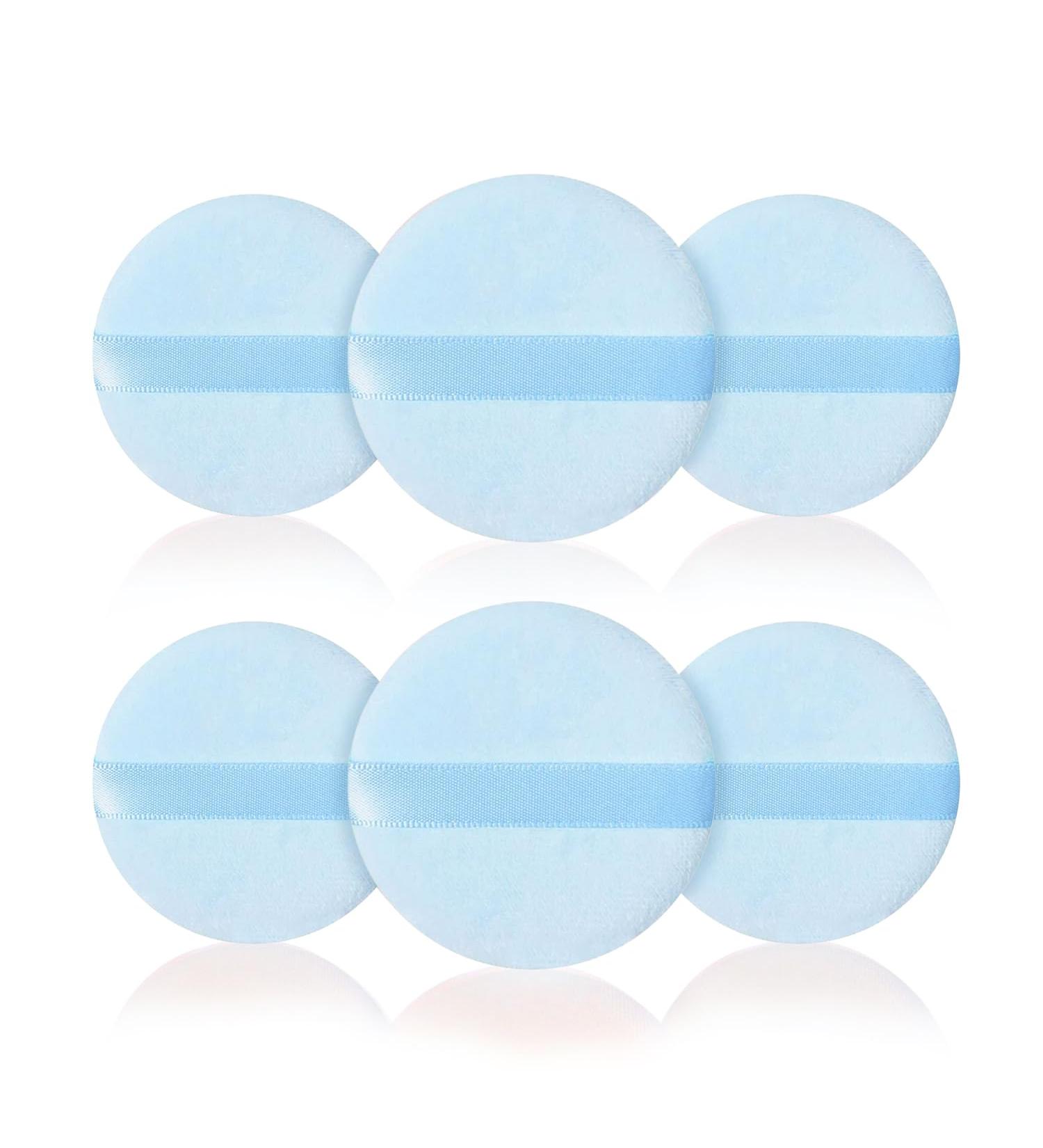 6-Piece Soft Round Powder Puffs Set for Makeup Foundation - Blue - Buy Online on GoSupps.com