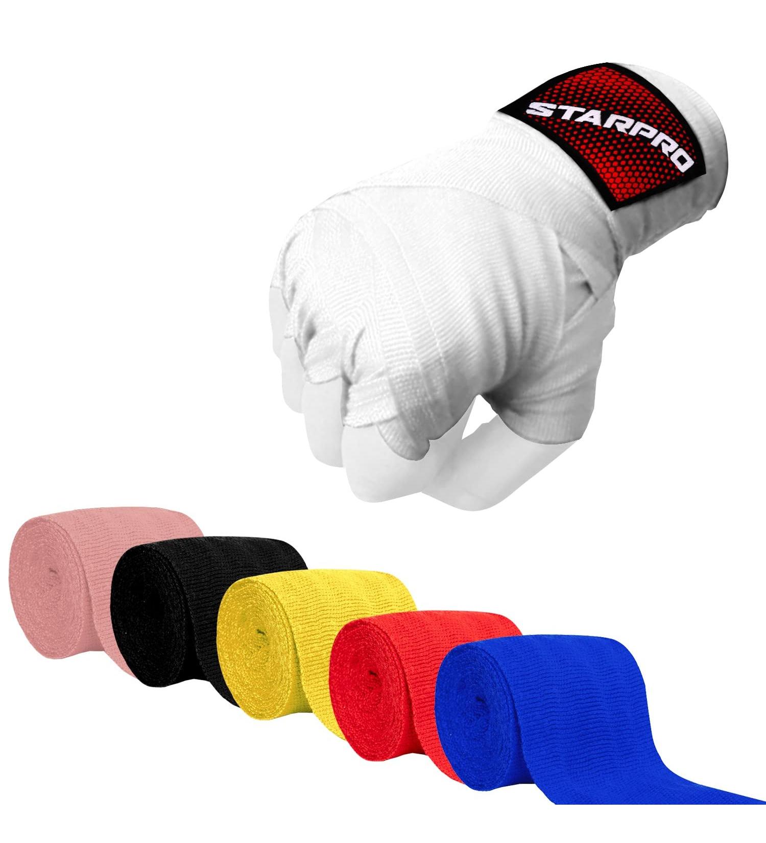 Buy Starpro Elastic Boxing Bandages with Thumb Loop - Durable Wrist Support for MMA Kickboxing & Martial Arts - 2.55m 3.5m & 4.5m - Ideal for Men Women & Children - Buy Online on GoSupps.com