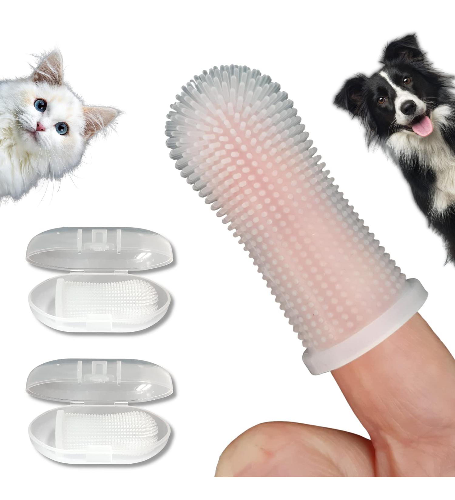 Pawsonly Finger Toothbrush for Dogs & Cats - Set of 2 with Storage Box | Silicone Dental Care & Tooth Cleaning for Small Pets - Buy Online on GoSupps.com