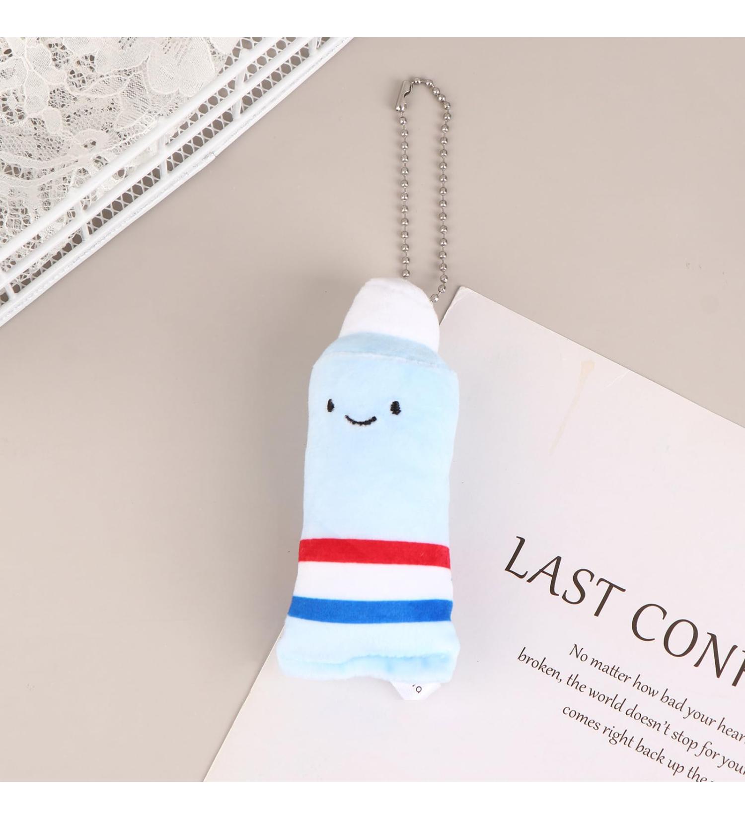Adorable Plush Toothpaste Toothbrush Doll Keychain - Fun Cartoon Toy for Kids | Perfect Gift Idea! - Buy Online on GoSupps.com