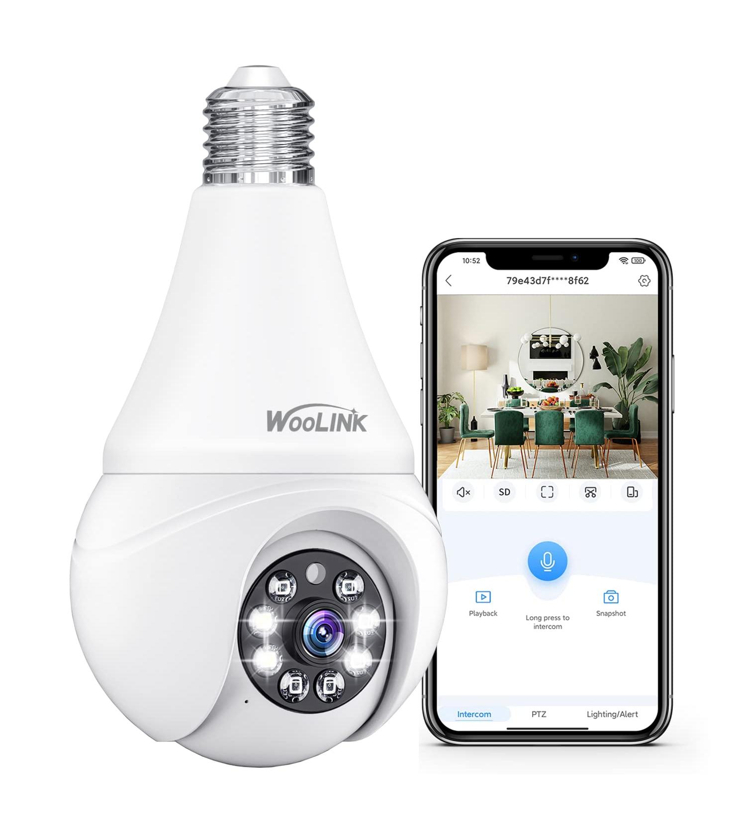 Woolink 2K Wireless Light Bulb Security Camera - Smart Surveillance Camera with Color Night Vision, Motion Detection, and Cloud/SD Card Storage - Buy Online on GoSupps.com