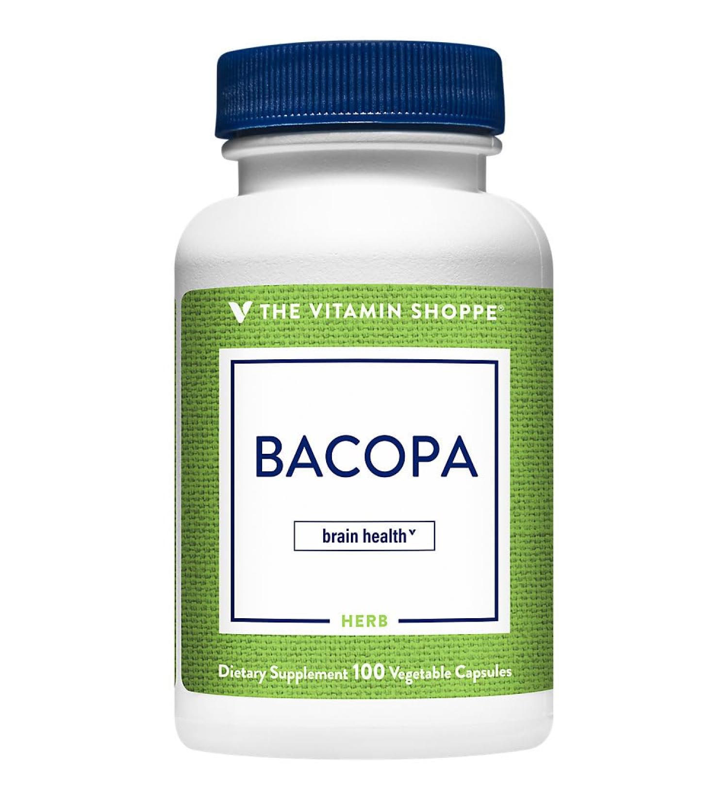 The Vitamin Shoppe Bacopa 500MG (Bacopa Monnieri) Clinically Studied Ingredient Herbal Brain Support Supplement Once Daily (100 Capsules) - Buy Online on GoSupps.com