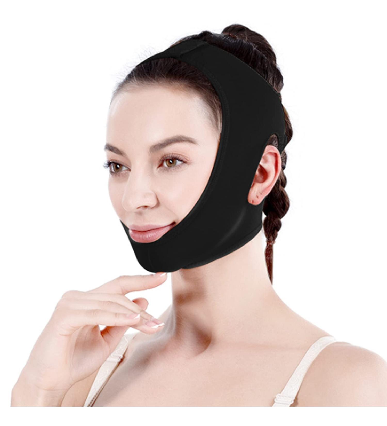 Women's Post-Surgical Chin Strap Bandage - Neck & Chin Compression Garment Wrap for Face Slimming & Jowl Tightening - Black (Size L) - Buy Online on GoSupps.com