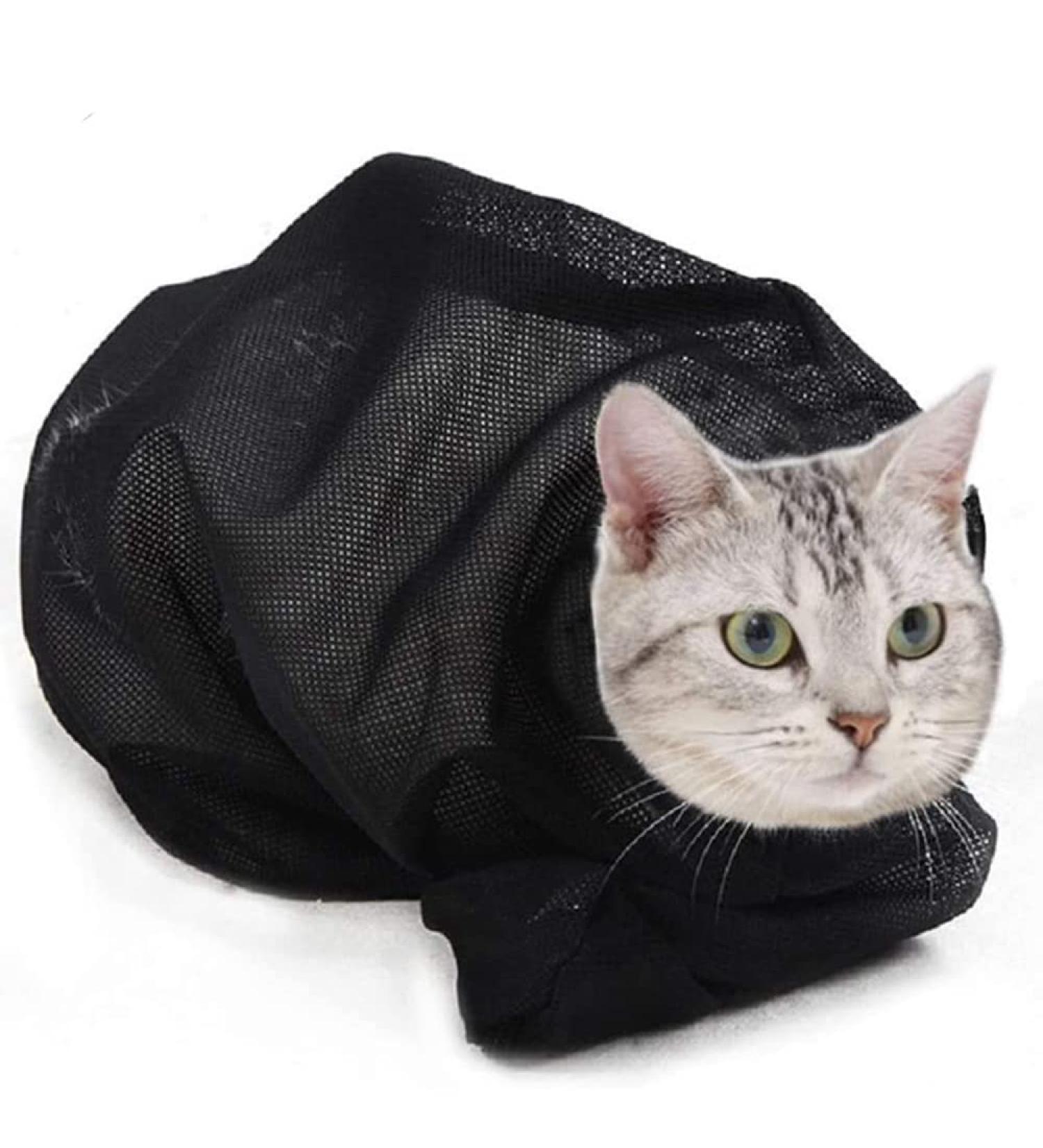 Adjustable AsoCea Cat Bathing Bag - Multifunctional Pet Care Net for Nail Trimming & Cleaning | Anti-Bite & Anti-Scratch - Buy Online on GoSupps.com