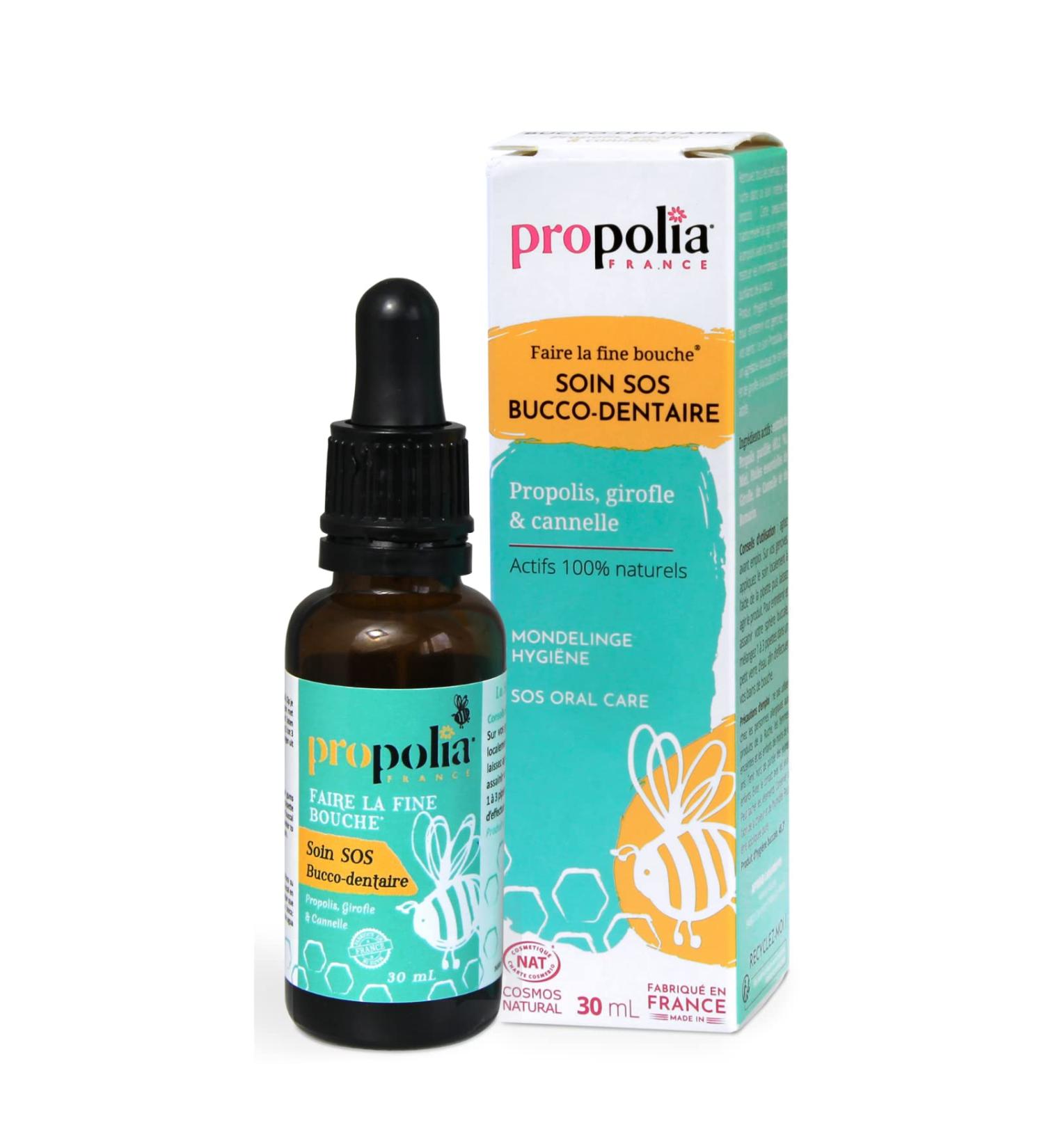 PROPOLIA - SOS Oral Care - Sanitizes and soothes gums and oral sphere - Propolis Honey Cinnamon & Clove - 100% natural - Made in France - 30ml - Buy Online on GoSupps.com