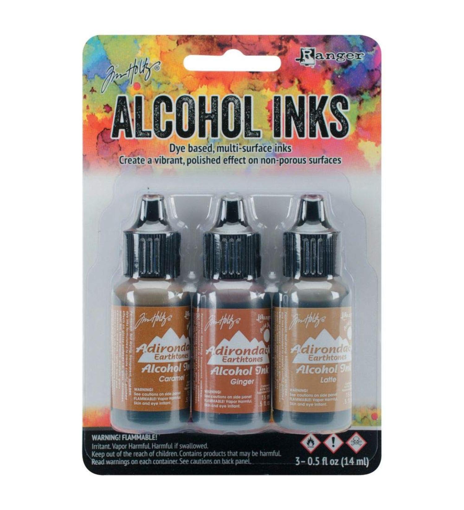 Ranger Adirondack Alcohol Ink 1/2-Ounce 3/Pkg, Cabin Cupboard, Caramel/Ginger/Latte (AAI-20691)