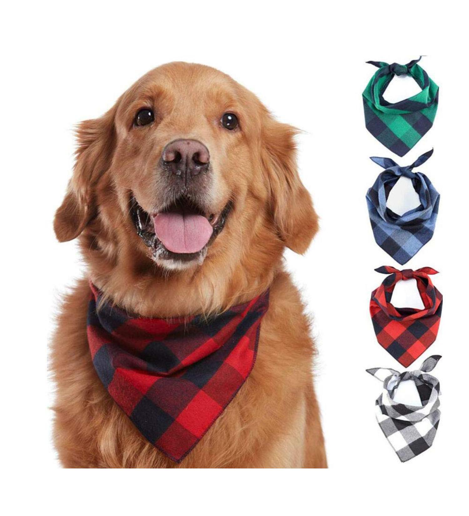 Oyccen 4PCS Checkered Dog Bandanas - Cotton Dog Scarves for Small Medium & Large Dogs & Cats - Buy Online on GoSupps.com