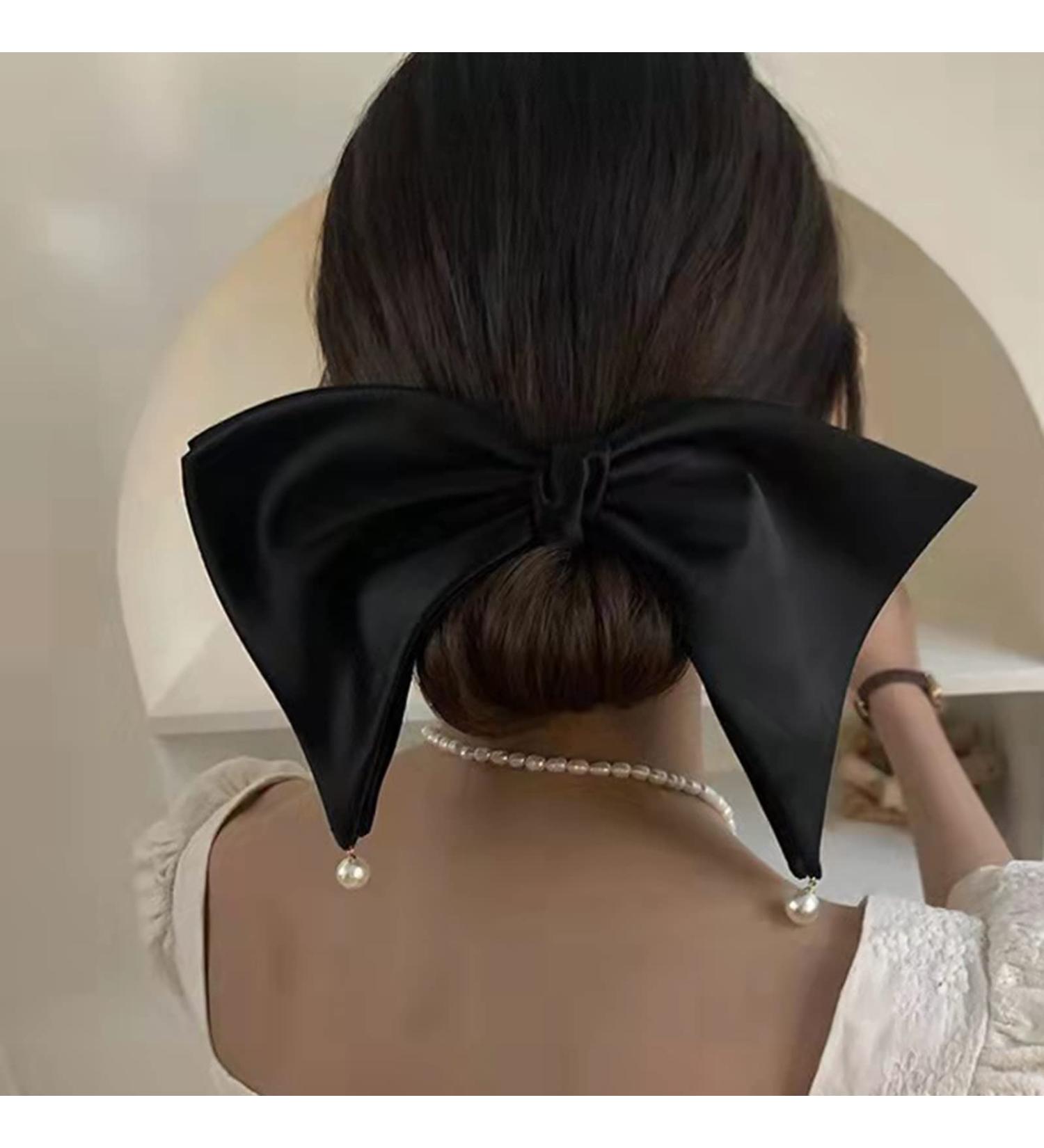 BUAJIUBUA Big Bow Hair Clip with Pearl Dangling for Women & Girls - Prom Hair Accessory - Buy Online on GoSupps.com