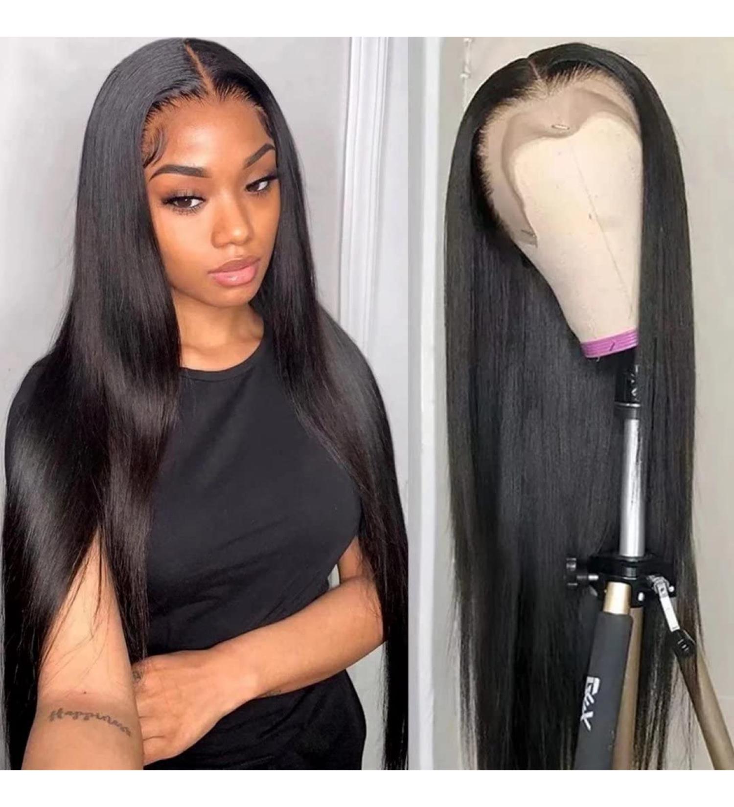 30 Inch HD Lace Front Human Hair Wig | Pre Plucked 160% Density Straight Brazilian Virgin Hair | Natural Hairline for Black Women | 13x4 Transparent Lace Wig with Baby Hair - Buy Online on GoSupps.com