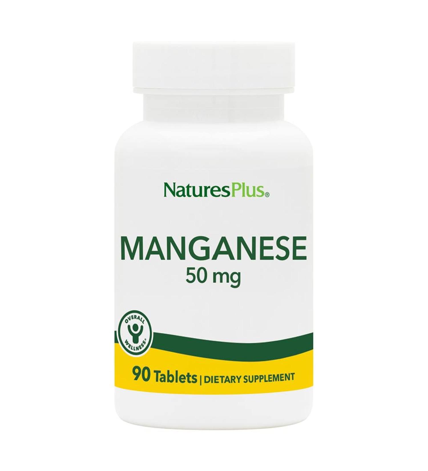 Nature's Plus Manganese 50 mg - 90 Tablets for Optimal Health - Buy Online on GoSupps.com