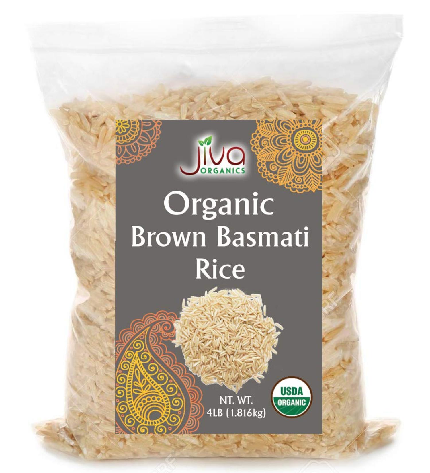 Jiva Organic Brown Basmati Rice 4 Pound Bag - Premium Quality from India 4 Pound (Pack of 1)