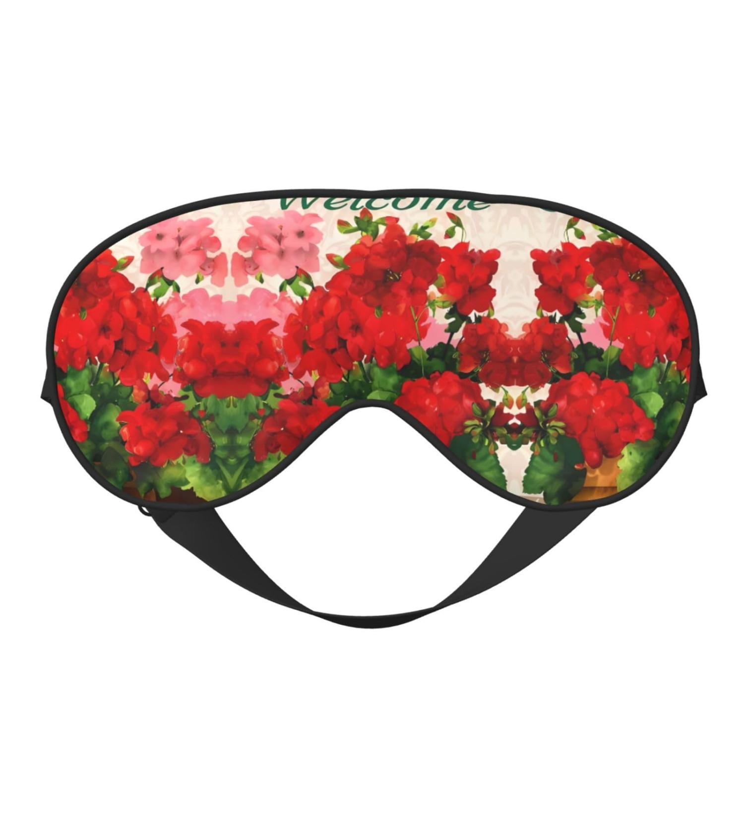 Red Geraniums Eye Mask - Soft Elastic & Adjustable Sleep Mask for Men & Women - Comfortable Nighttime Solution - Buy Online on GoSupps.com