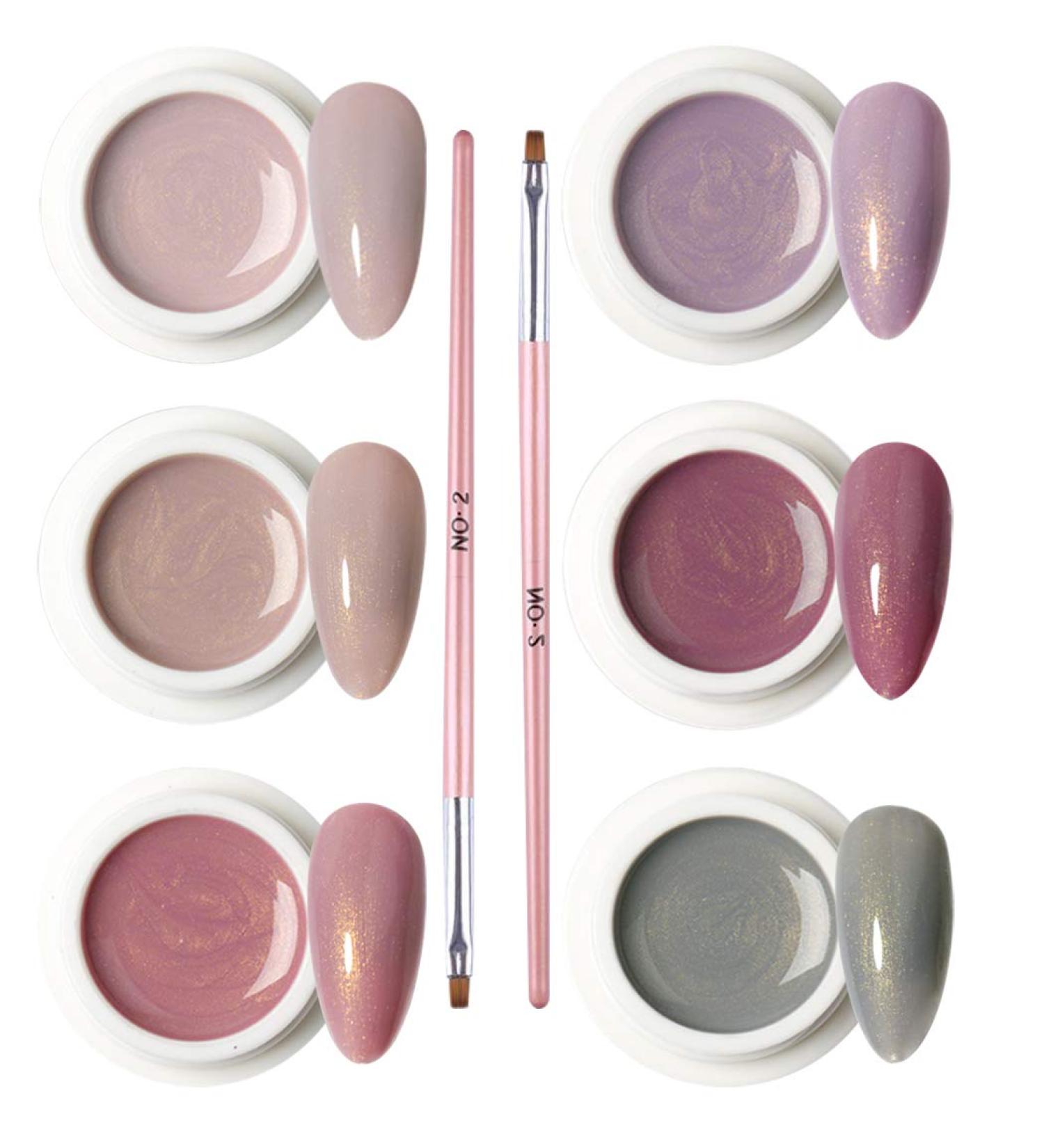 Ranvi Nail Polish Set Quicksand Gold Nail Polish for Family Party Professional Nail Salon (6 Boxes of Nail Polish 2 Brushes) Style 1 Nail polish 1 - Buy Online on GoSupps.com