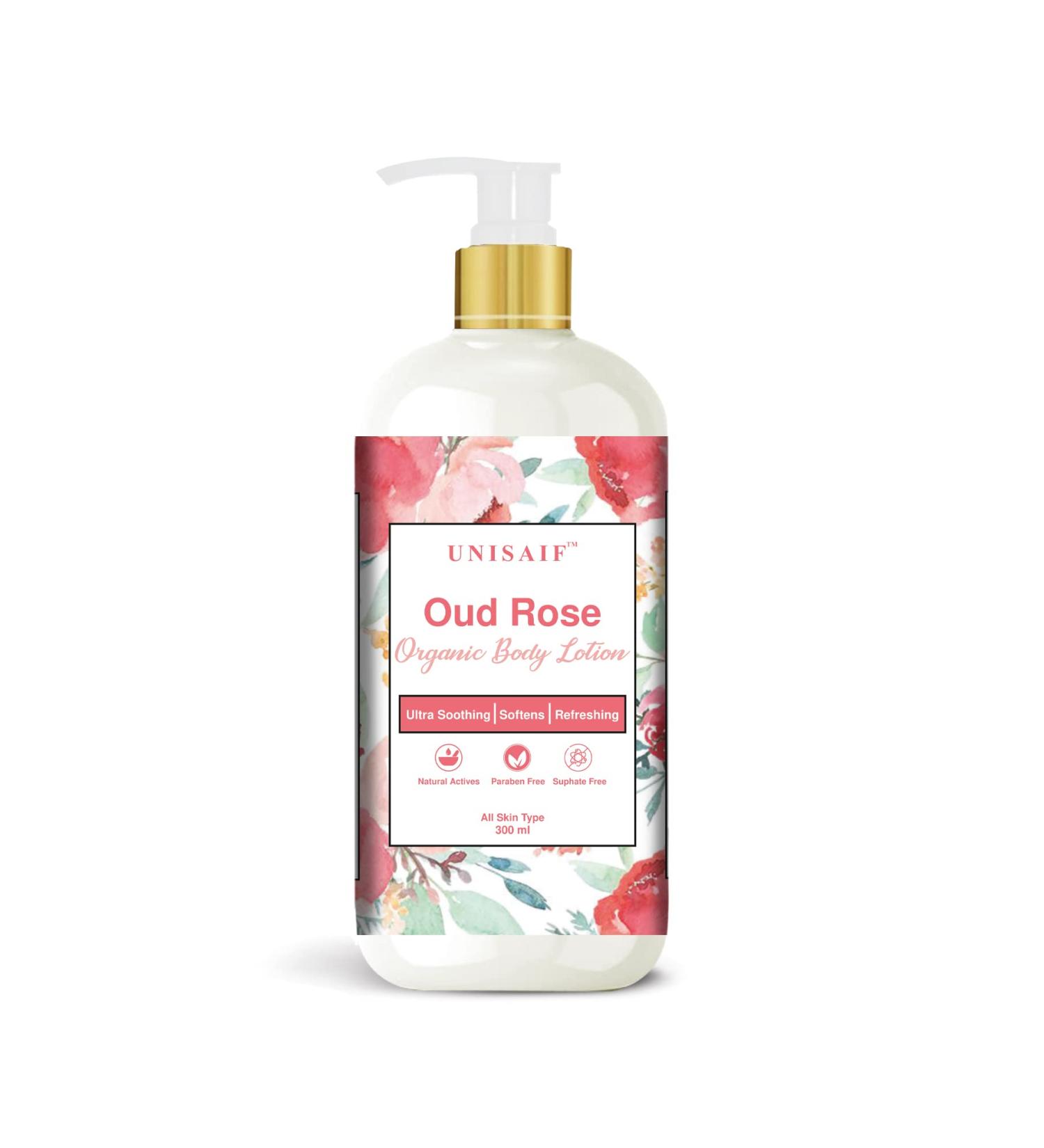 Unisaif Oud Rose Organic Body Lotion | Natural Body Lotion for woman & Men s |Moisturizing Hand Lotion for Dry Skin | Body Moisturizers Rose Lotion for Men (10.14 Fl oz 300ml) - Buy Online on GoSupps.com