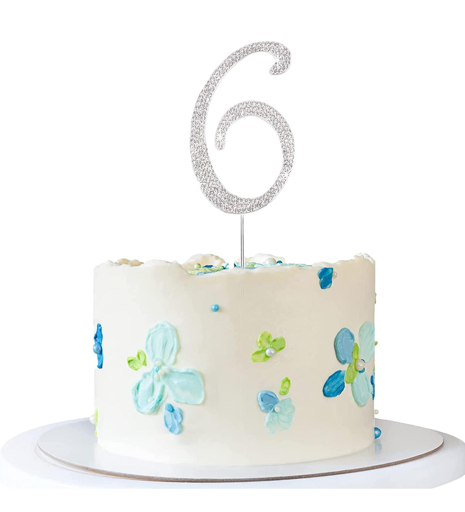 ENSTAB Silver Rhinestones Cake Topper - Happy Birthday & Anniversary Decoration | International Shipping - Buy Online on GoSupps.com