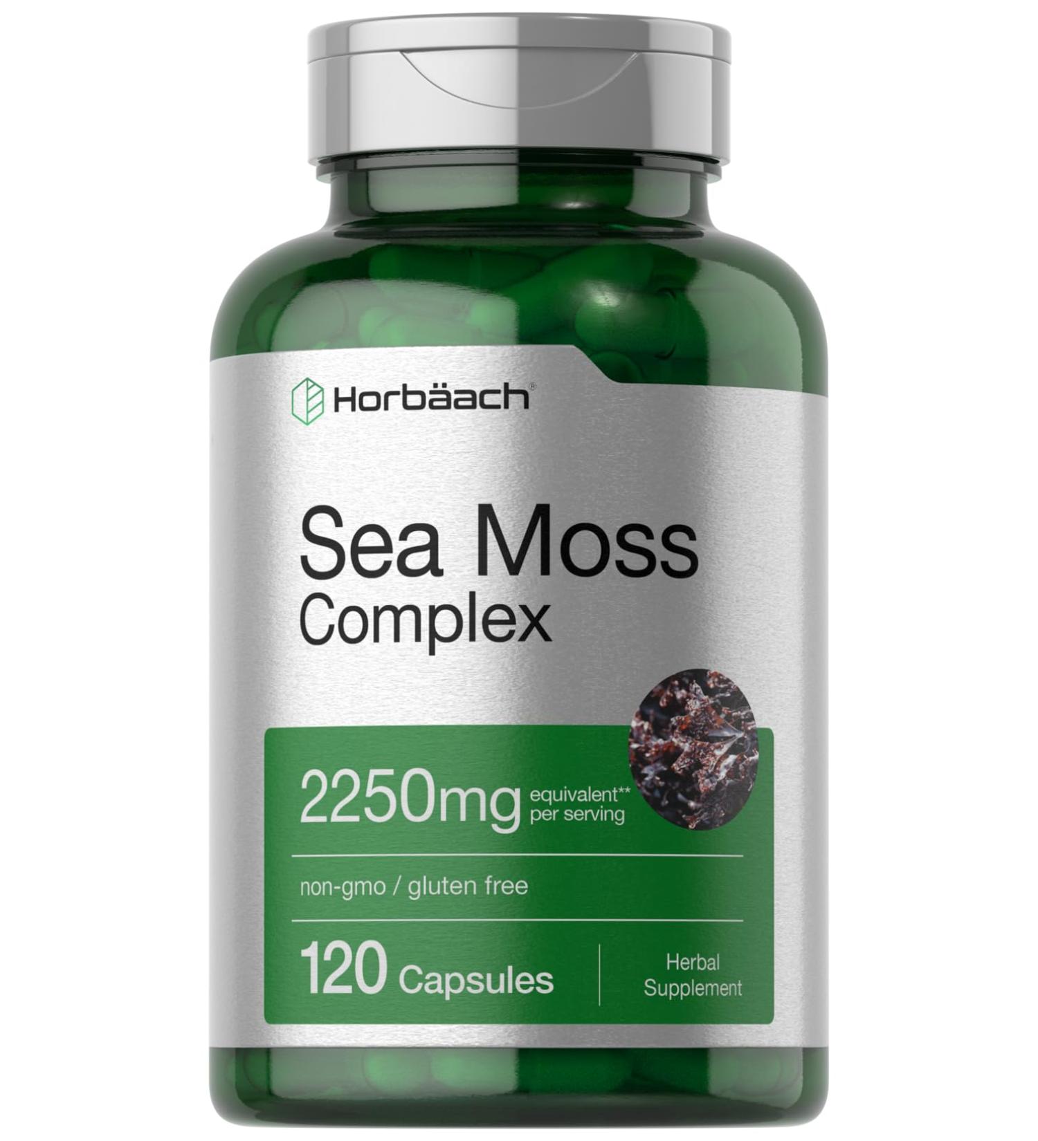 Horb ach Sea Moss Complex Capsules | 2250mg | 120 Count | Complex Formula with Bladderwrack & Burdock Root | Non-GMO & Gluten Free Supplement - Buy Online on GoSupps.com
