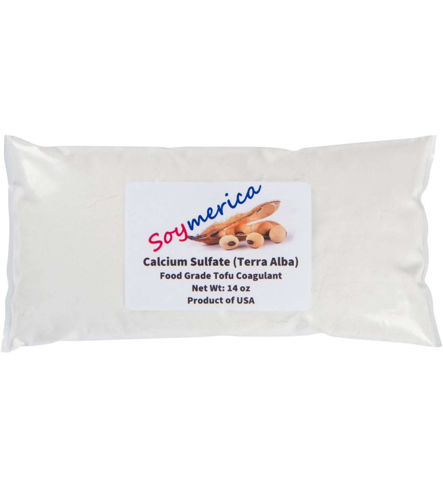 Soymerica Tofu Coagulant - 14oz Premium Calcium Sulfate (Terra Alba/Gypsum). Food Grade. 100% Product of USA