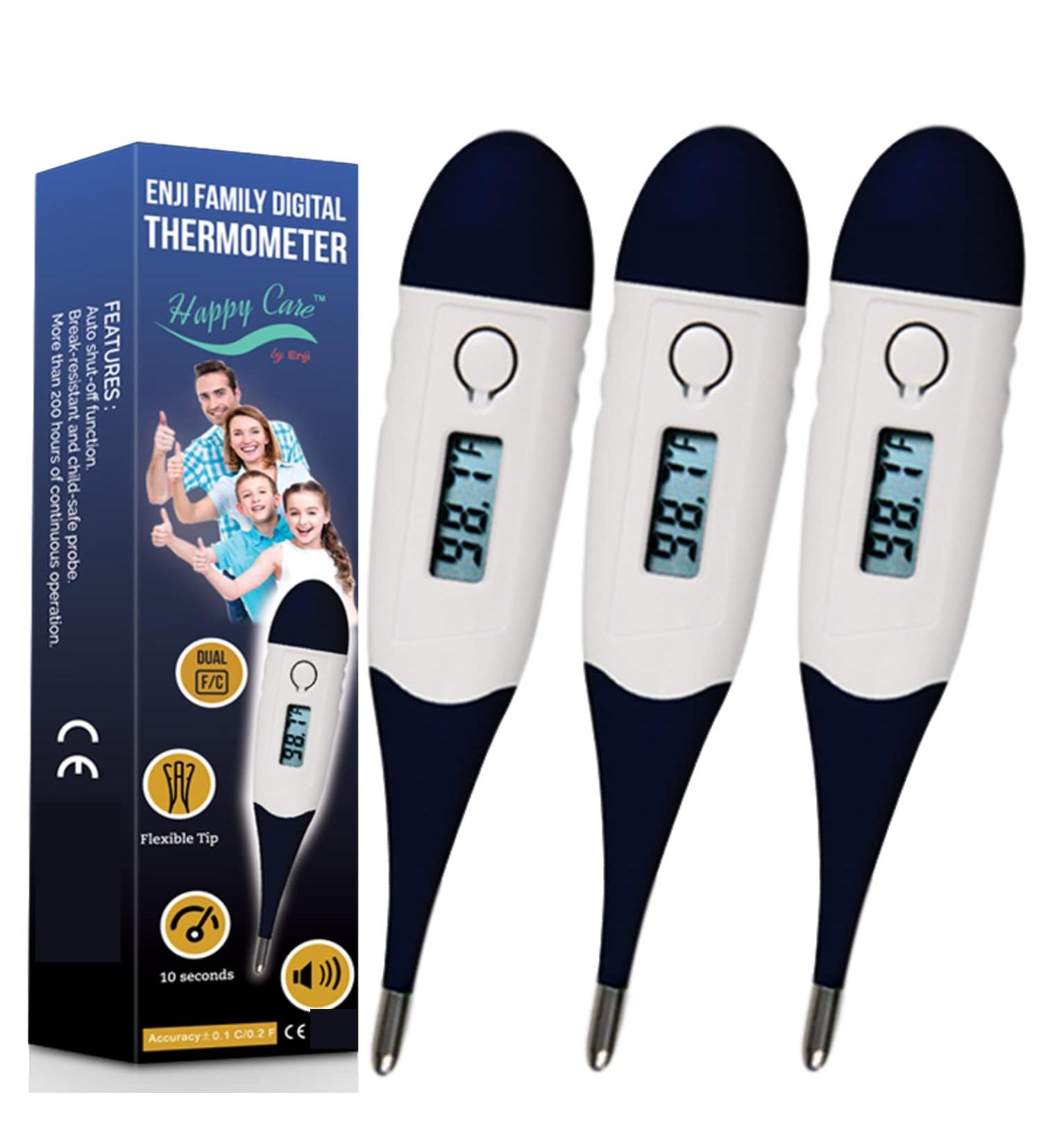 3 Unit Fast 10 Seconds Body Fever Thermometer for Adults, Children, Infants, Babies, and Pets - Oral, Rectal, and Underarm Digital Termometro with Memory Recall, Auto Power Off Alert - F and C - Buy Online on GoSupps.com