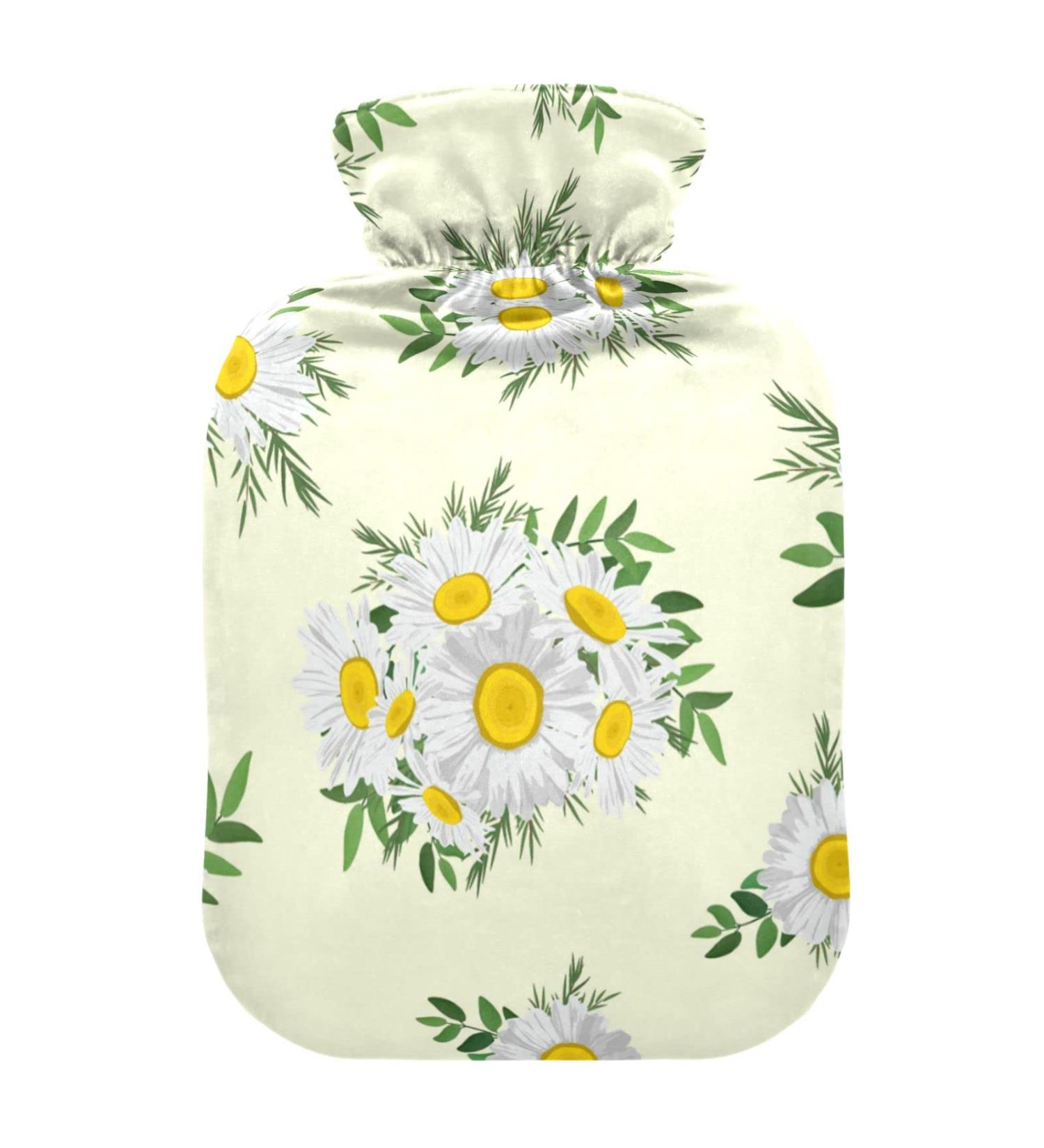 Hot Water Bottles with Cover - Daisy Design for Pain Relief | 2 Liter Bed & Foot Warmer for Women & Adults - Buy Online on GoSupps.com