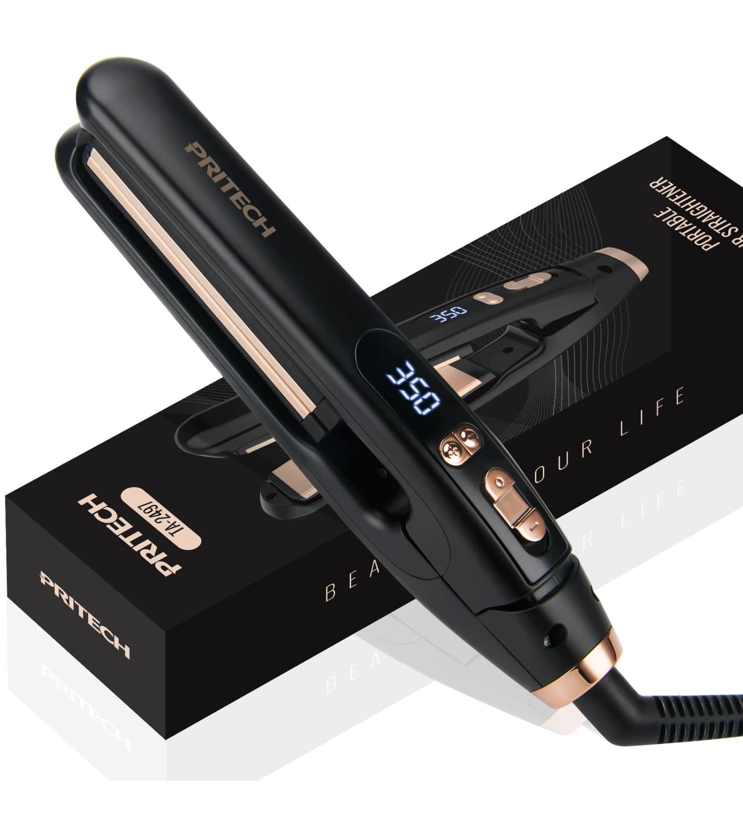 Pritech Mini Flat Iron Portable Hair Straightener - 1'' Plate, 13 Adjustable Temps, Black - Buy Online on GoSupps.com