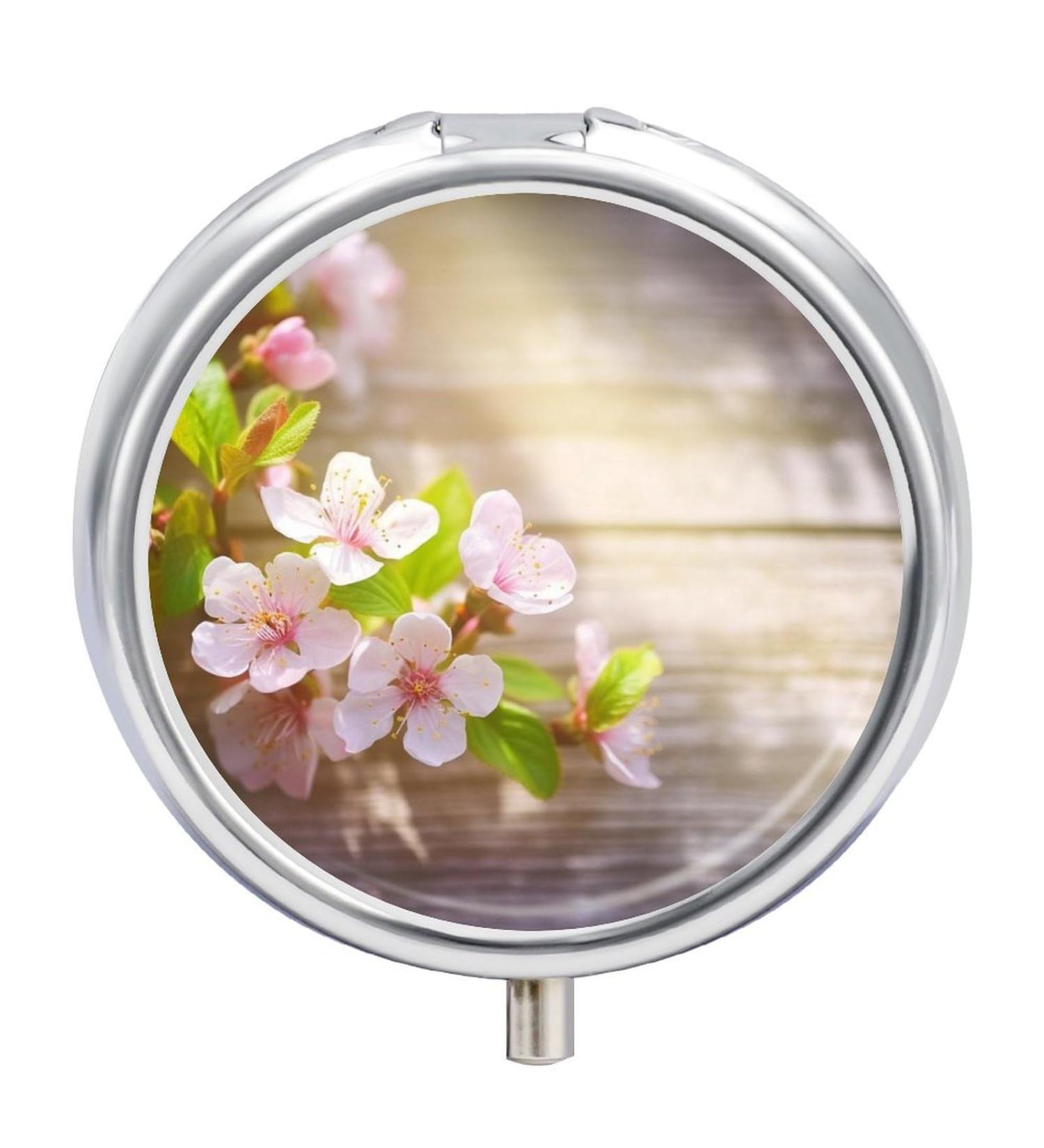 Travel Pill Box Case - 3 Compartment Portable Organizer with Spring & Flower Design for Purse & Pocket - Buy Online on GoSupps.com