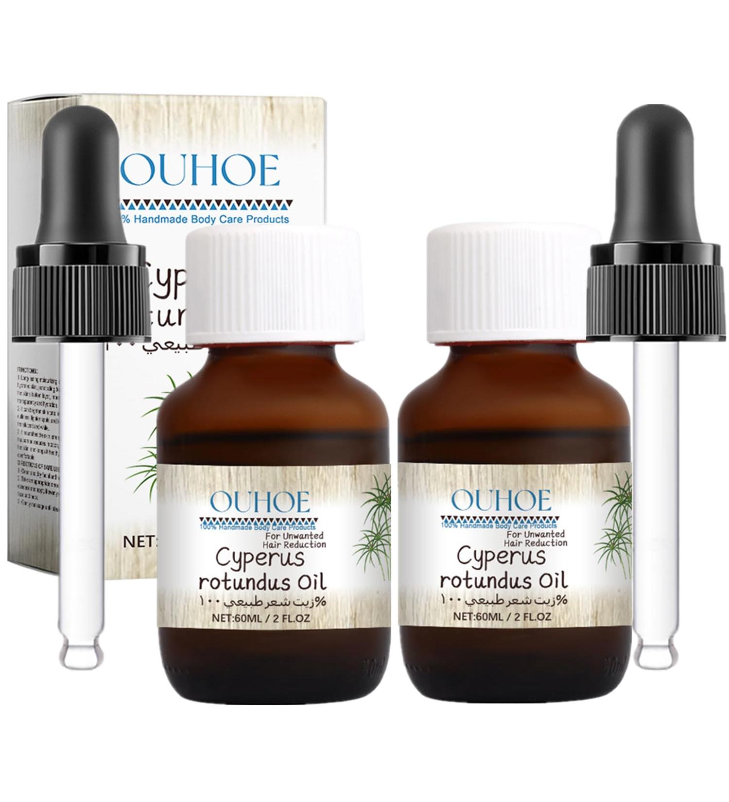 2Pcs Cyperus Rotundus Oil Natural Cyperus Rotundus Oil for Hair Removal Reduces Unwanted Hair Growth Moisturizes & Soothes Skin Reducing Body Hair Growth Shrink Pores for All Skin Types(60ml) - Buy Online on GoSupps.com