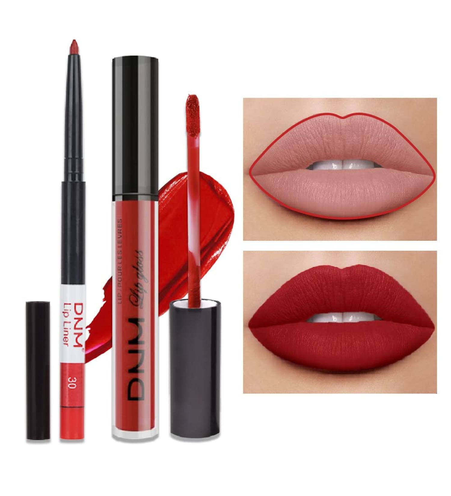 Matte Ruby Red Lip Liner and Lipstick Set | Waterproof Long Lasting Berry-Colored Lip Makeup | High Impact Color | 2pcs Matt Ink Liquid Lips Set - Buy Online on GoSupps.com