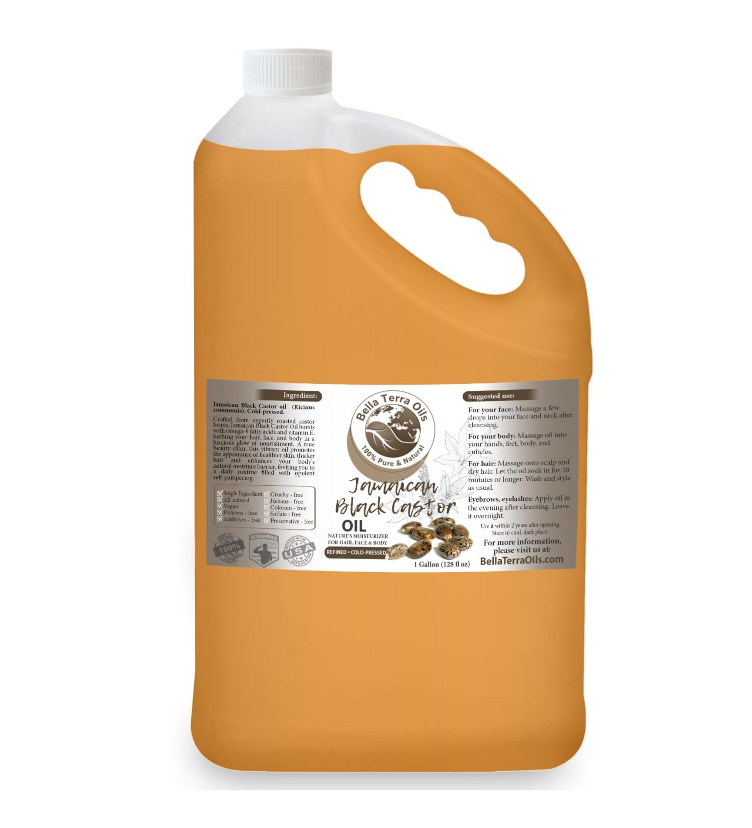 Buy Bella Terra Oils Pure Black Castor Oil - 1 Gallon for Hair & Skin | Fortifying Moisturizing Shine & Hydrate (Pack of 10) - International Shipping Available - Buy Online on GoSupps.com