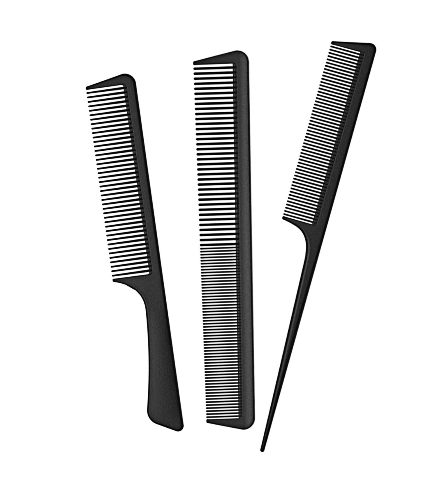 Jeopoom Hair Comb Set 3-Piece Professional Hairdresser Comb Set Durable Anti-Static Normal & Double Tooth Combs for Men & Women (Black) - Buy Online on GoSupps.com