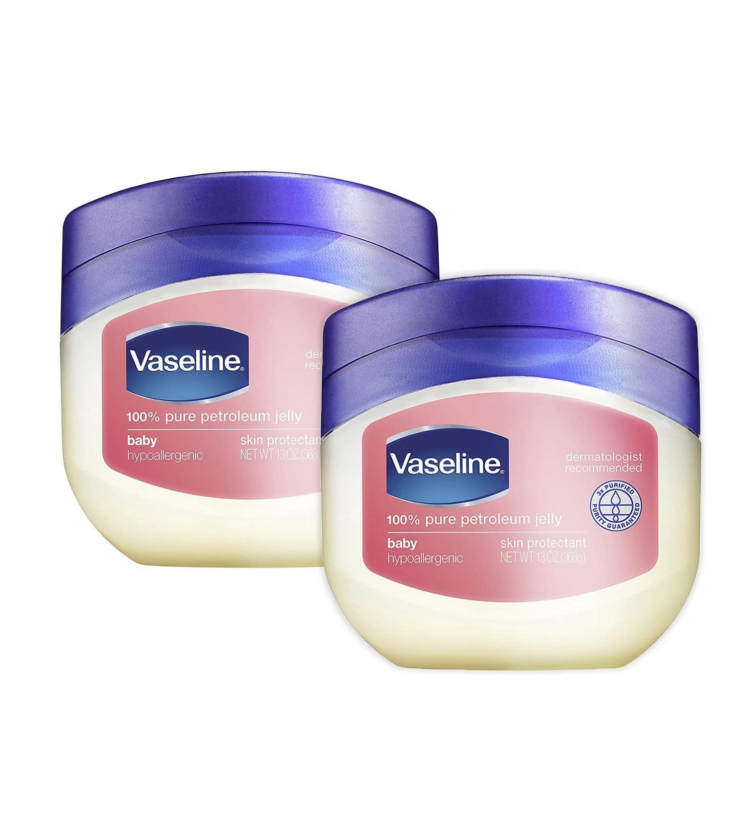 Vaseline Baby 100% Pure Petroleum Jelly - 2 Pack, 13 oz ea | Dermatologist Recommended, Hypoallergenic Skin Protectant for Diaper Rash & Chafed Skin - Buy Online on GoSupps.com