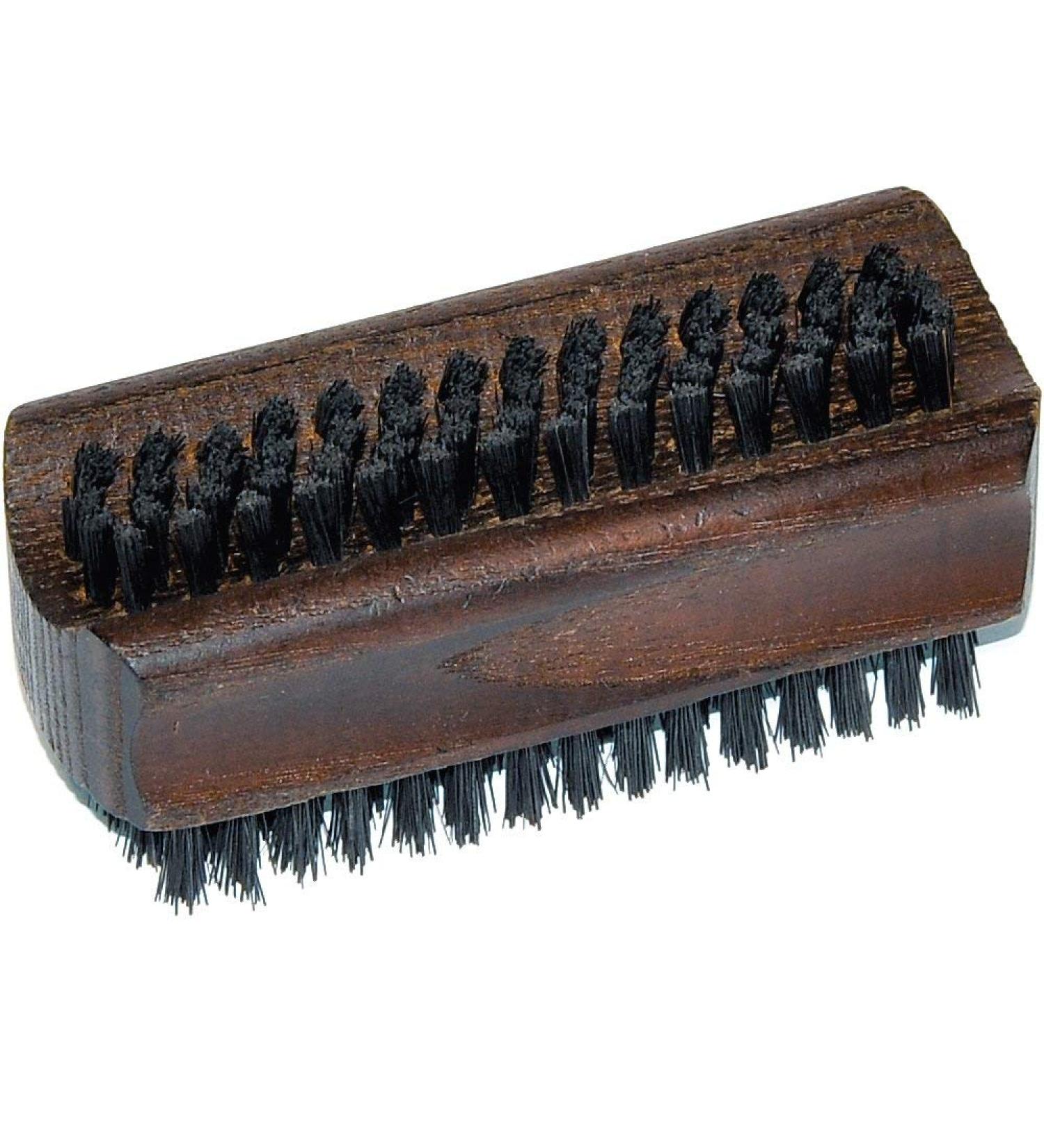 Fendrihan Genuine Boar Bristle Nail Brush with Ash Wood Handle  Made in Germany (Dark Bristles)