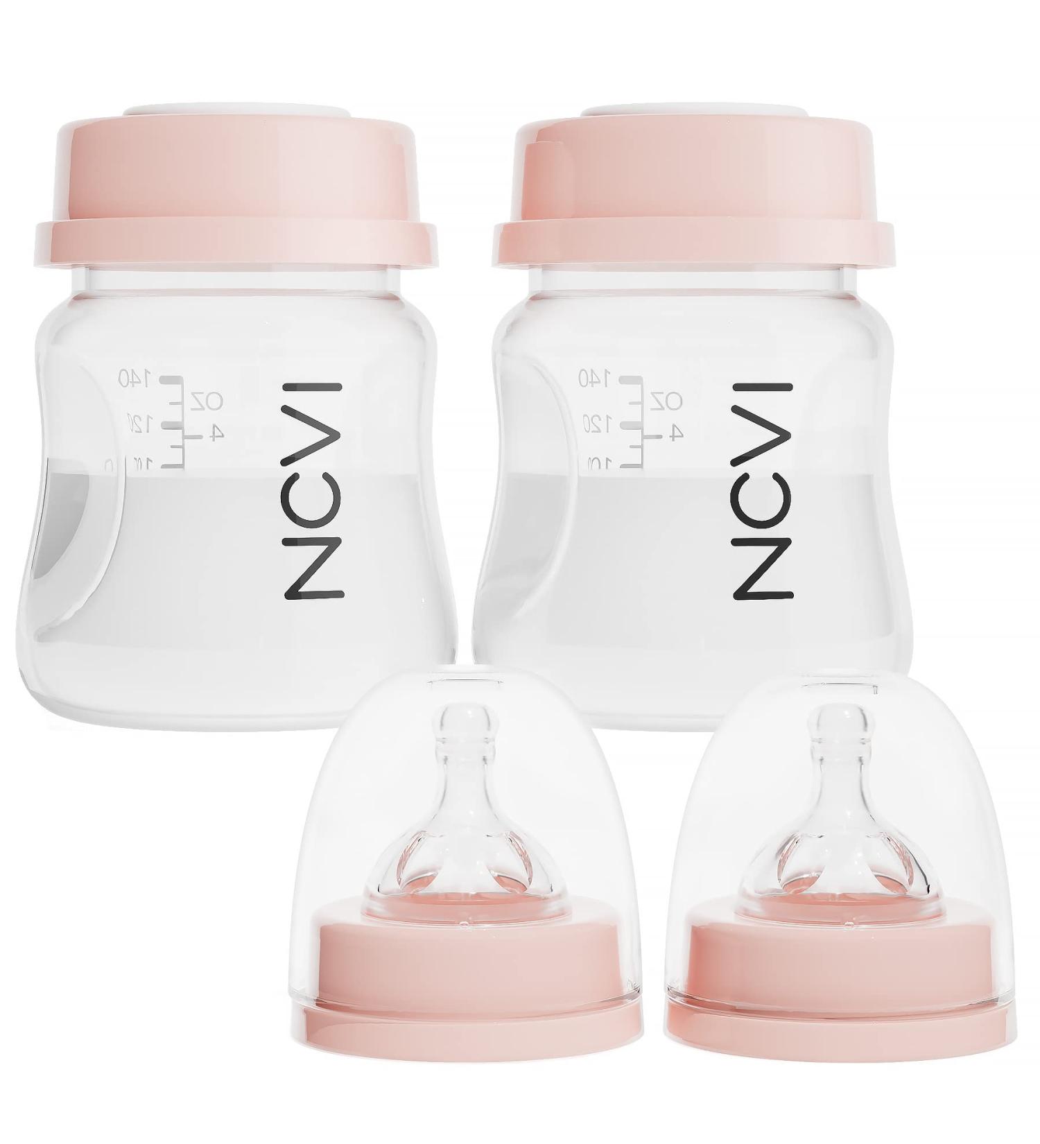 NCVI Breast Milk Storage Bottles - 4.7oz 2 Pack with Nipples & Travel Caps - BPA Free, Anti-Colic - Buy Online on GoSupps.com