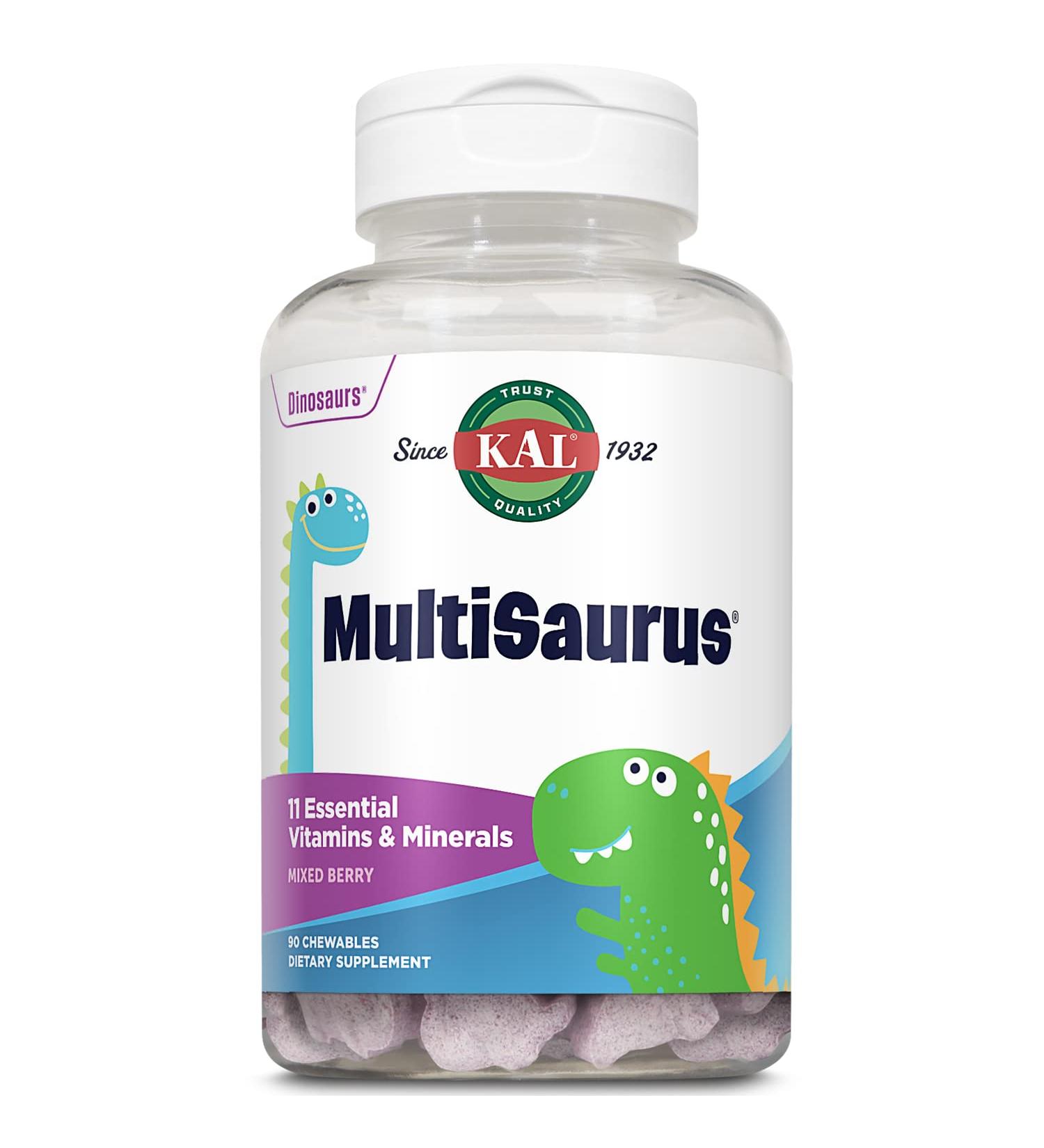 KAL MultiSaurus Vitamins & Minerals - Mixed Berry Chewables (90 Count) | Kids' Essential Nutrition - Buy Online on GoSupps.com