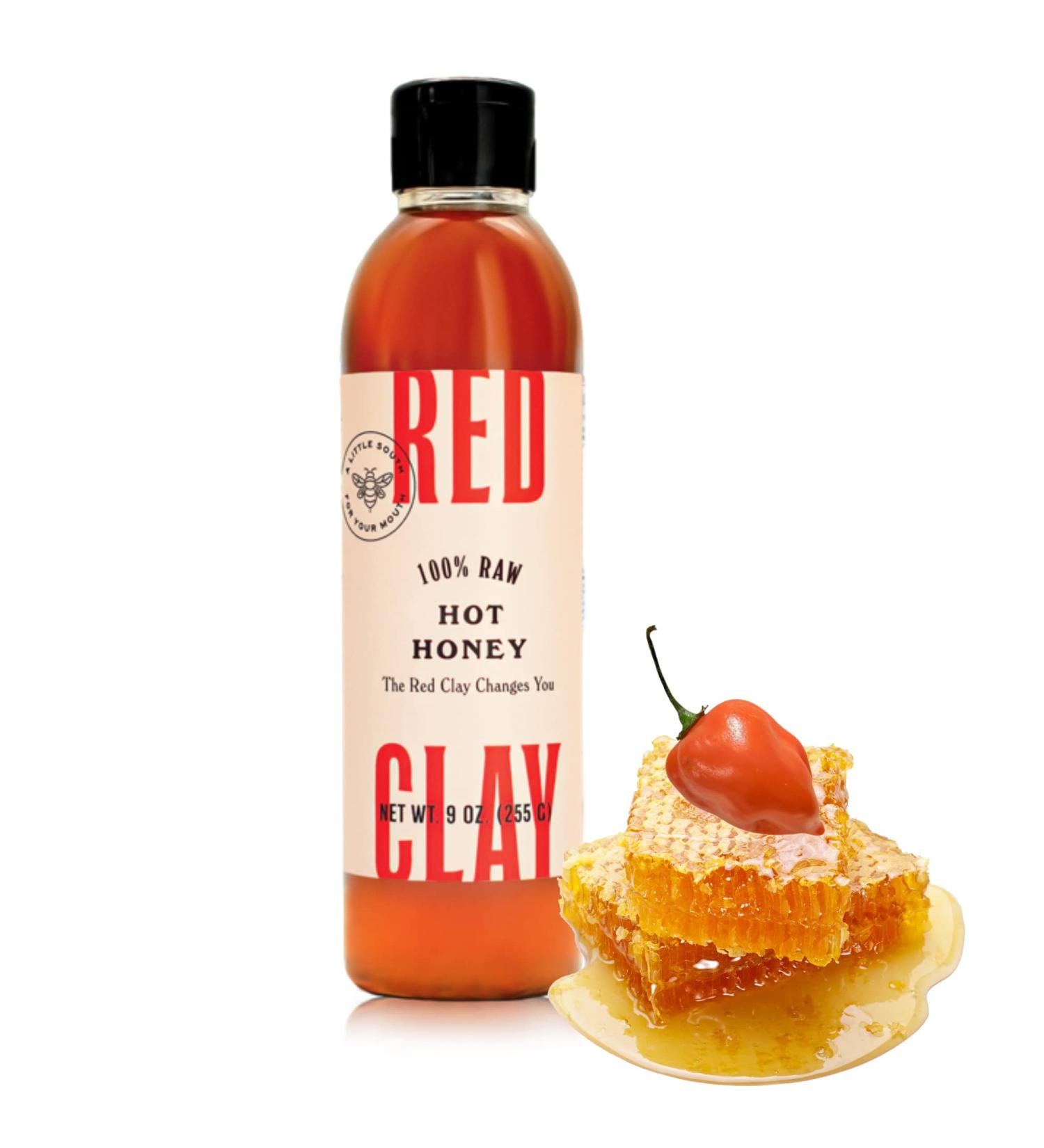 Red Clay Hot Honey - Gluten Free Paleo Spicy Honey - 100% Raw Wildflower Honey Infused with Habanero Peppers 9 oz - Buy Online on GoSupps.com