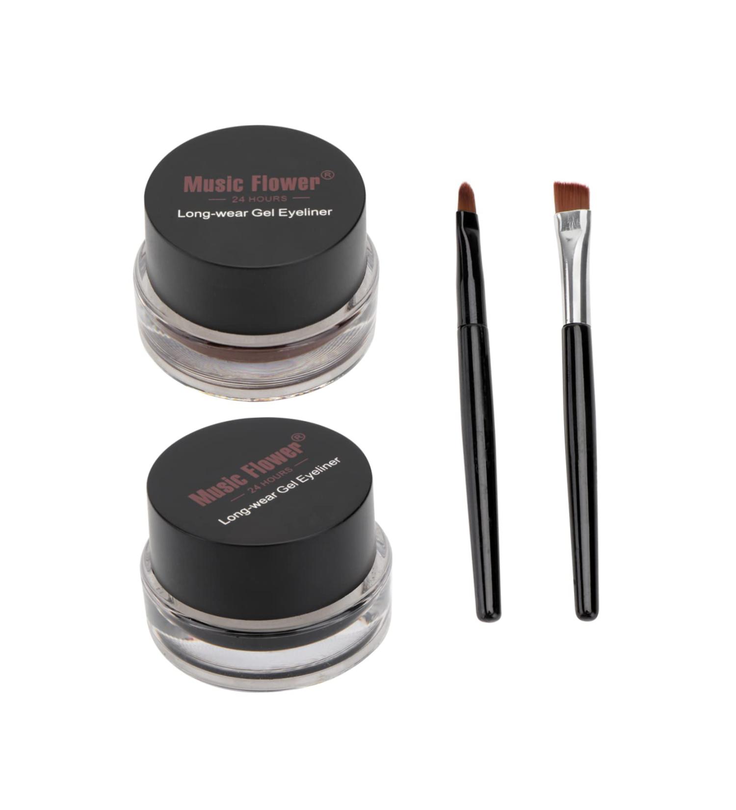 FOMIYES 2pcs Eyeshadow Dark Brown Eyeliner Black Eye Shadow Cream Liquid Eyeliner Water Proof Eyeliner Brush - Buy Online on GoSupps.com