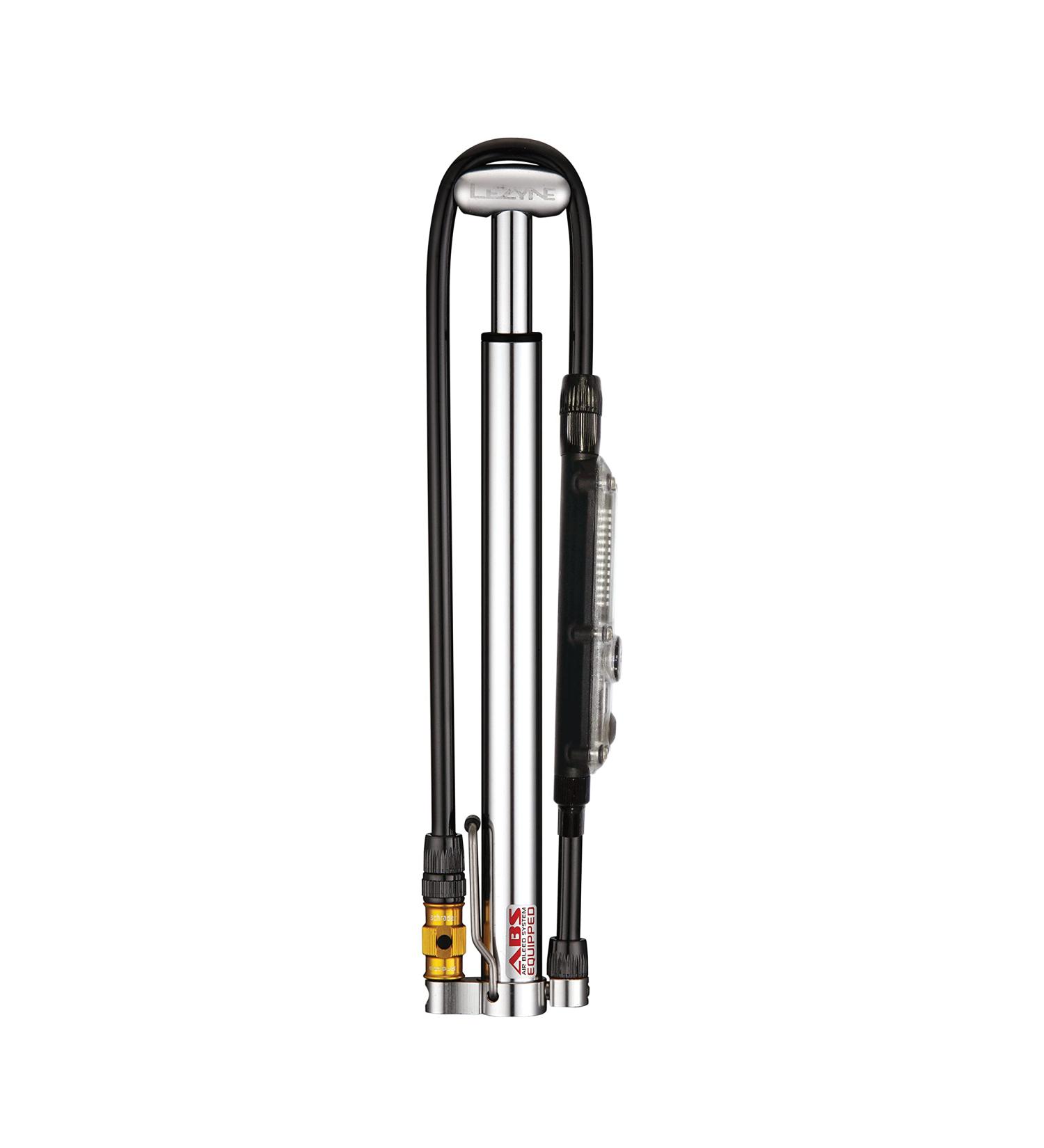 Lezyne Micro Floor Drive HP/HPG Bicycle Portable Floor Pump, Road, Gravel Bike, High Pressure, ABS Flip Chuck, Presta/Schrader Silver High Pressure - Analog Gauge