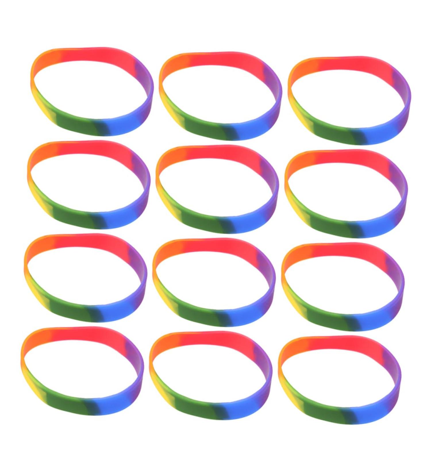 Unomor 24 Pcs Rainbow Bracelet Lgbt Pride Bracelet Expandable Bangle Bracelet Pride Friendship Bracelet Colored Wristbands Personalized Silicone Wristbands Woman Silica Gel Supplies Charm Colorful 6.5X6.5X1CM - Buy Online on GoSupps.com