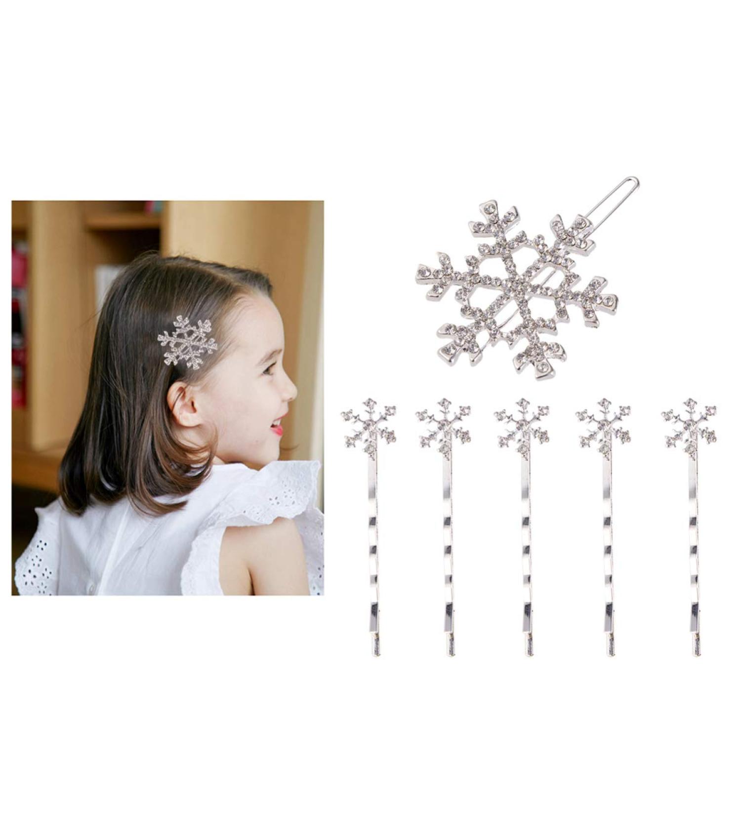 Minkissy Snowflake Hair Clips - 6 Christmas Crystal Hairpins for Winter Styling (White) | International Shipping Available - Buy Online on GoSupps.com