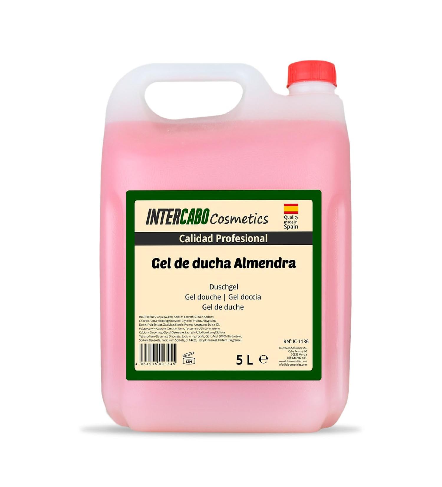 Intercabo Jerrycan with 5L shower gel bath gel 5 liters refill pack of bath gel hotel equipment liquid soap almond blossom shower gel moisturizing Almond 5 l 1er Pack - Buy Online on GoSupps.com