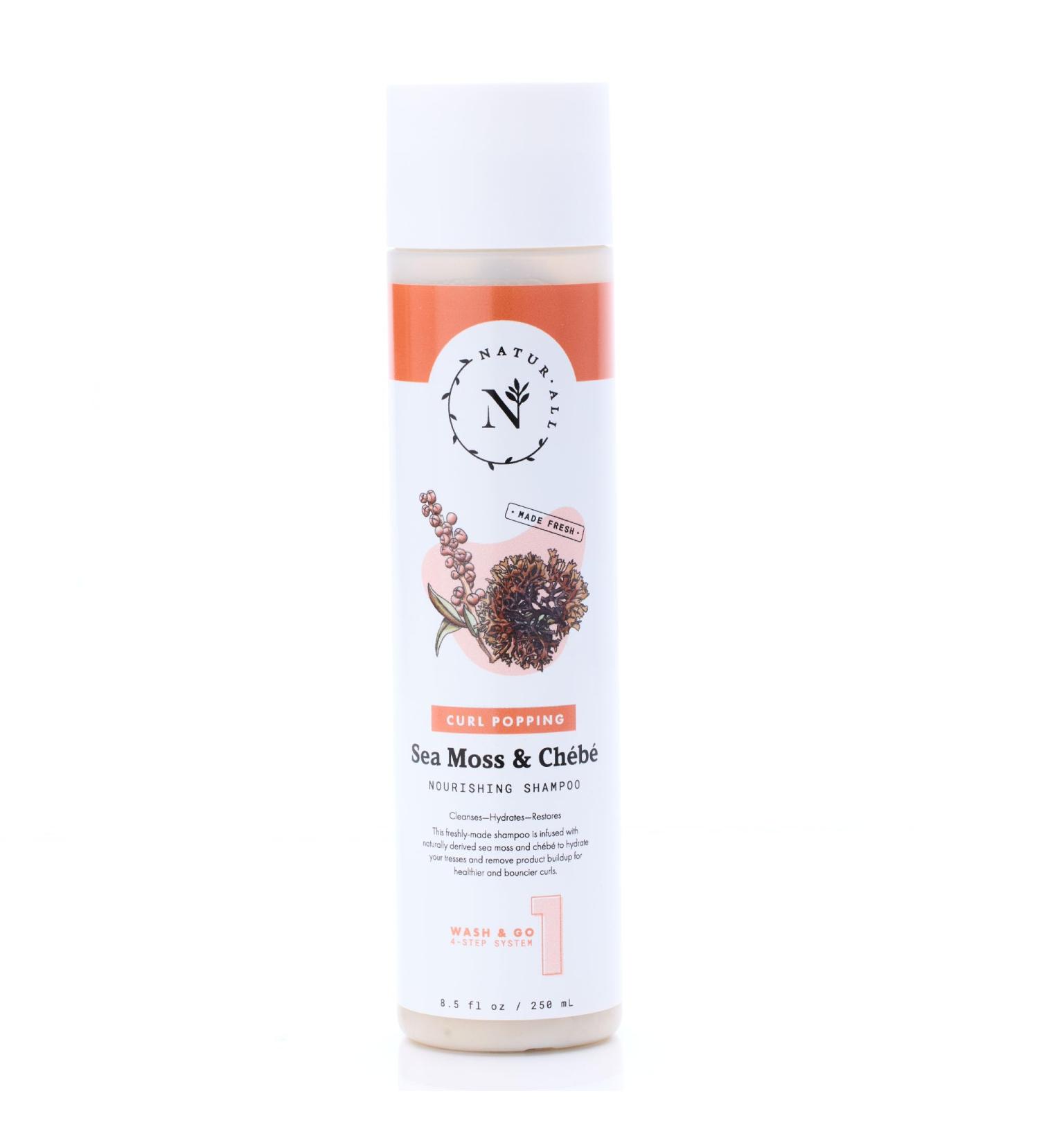 NaturAll Sea Moss & Chebe Shampoo 8.5 Oz | Nourishing Silicone-Free & Sulfate-Free Wash & Go Shampoo for All Hair Types - Buy Online on GoSupps.com