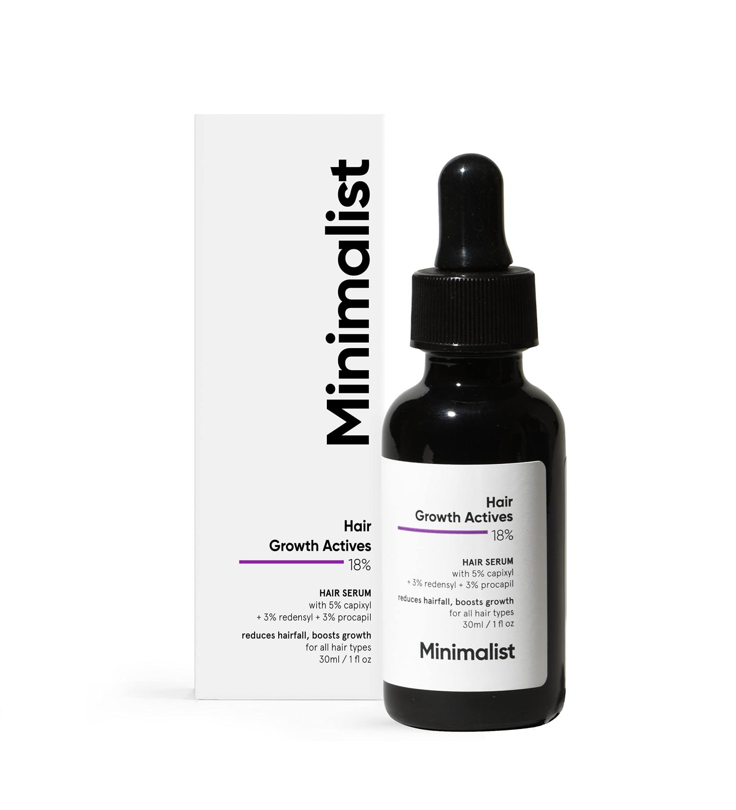 Minimalist 18% Hair Growth Serum with Procapil, Capixyl, Redensyl, Anagain & Baicapil - 30ml | Hair Fall Control for Men & Women - Buy Online on GoSupps.com