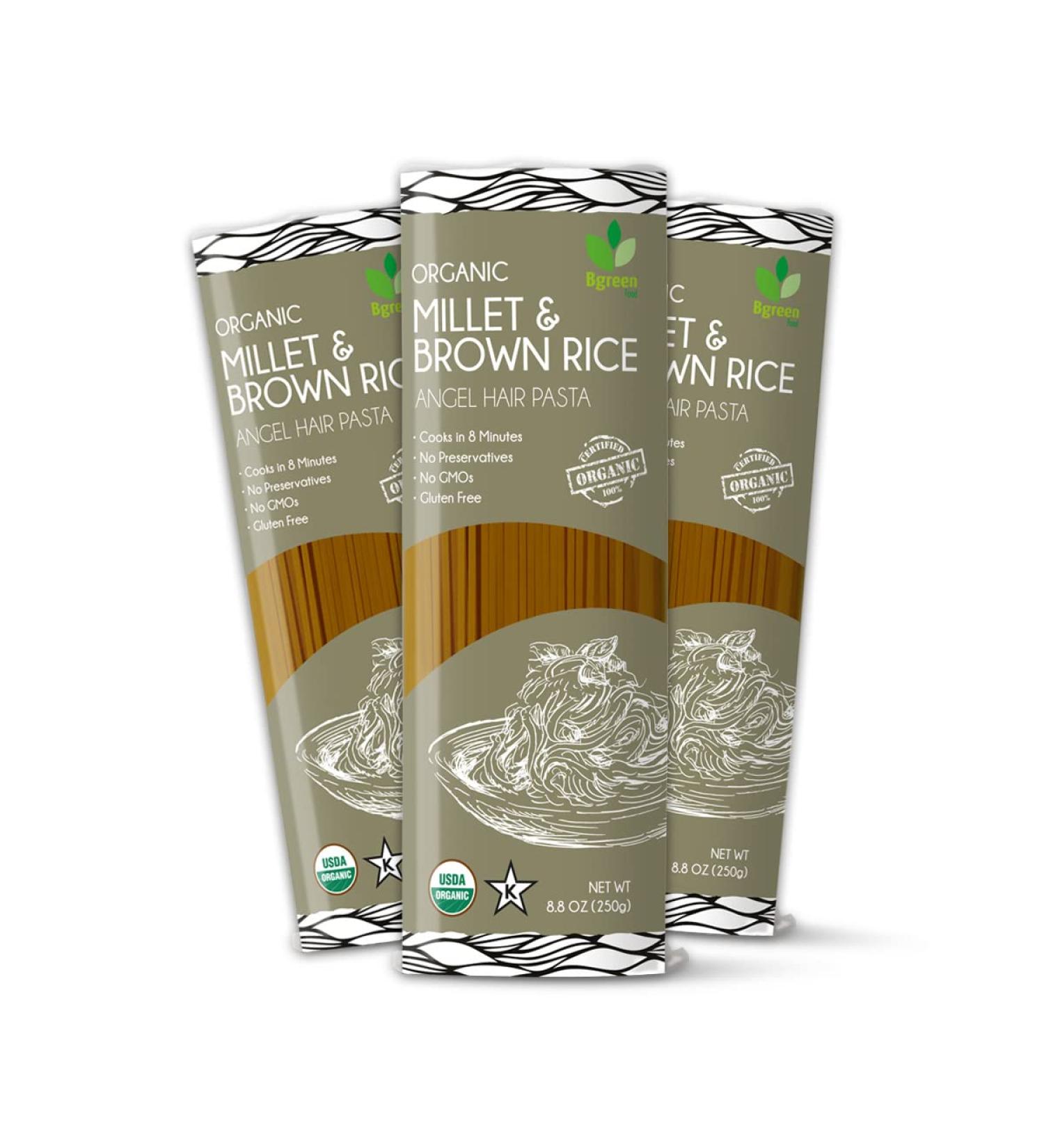 BGreen Organic Millet Angel Hair Capellini Pasta 3 Pack - Non GMO, Gluten Free, Kosher - Buy Online on GoSupps.com