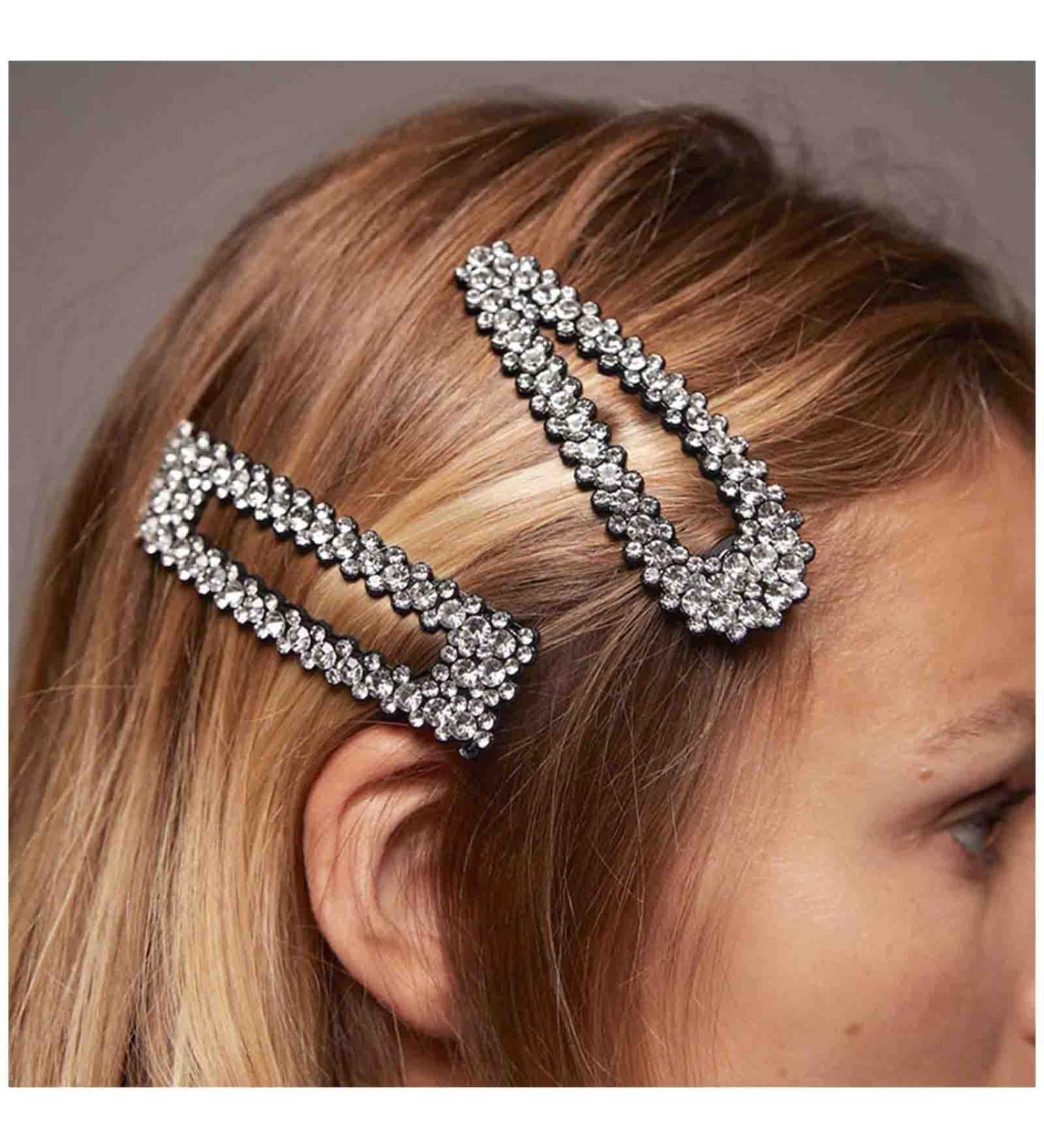 Cimenexe Bohemian Crystal Snap Hair Clips Rhinestone Snap Hairpin Crystal Hair Barrette Black Cz Hair Pins Clips Rhinestone Headwear Decorative Hair Accessories Jewelry for Women and Girls (Style2) - Buy Online on GoSupps.com