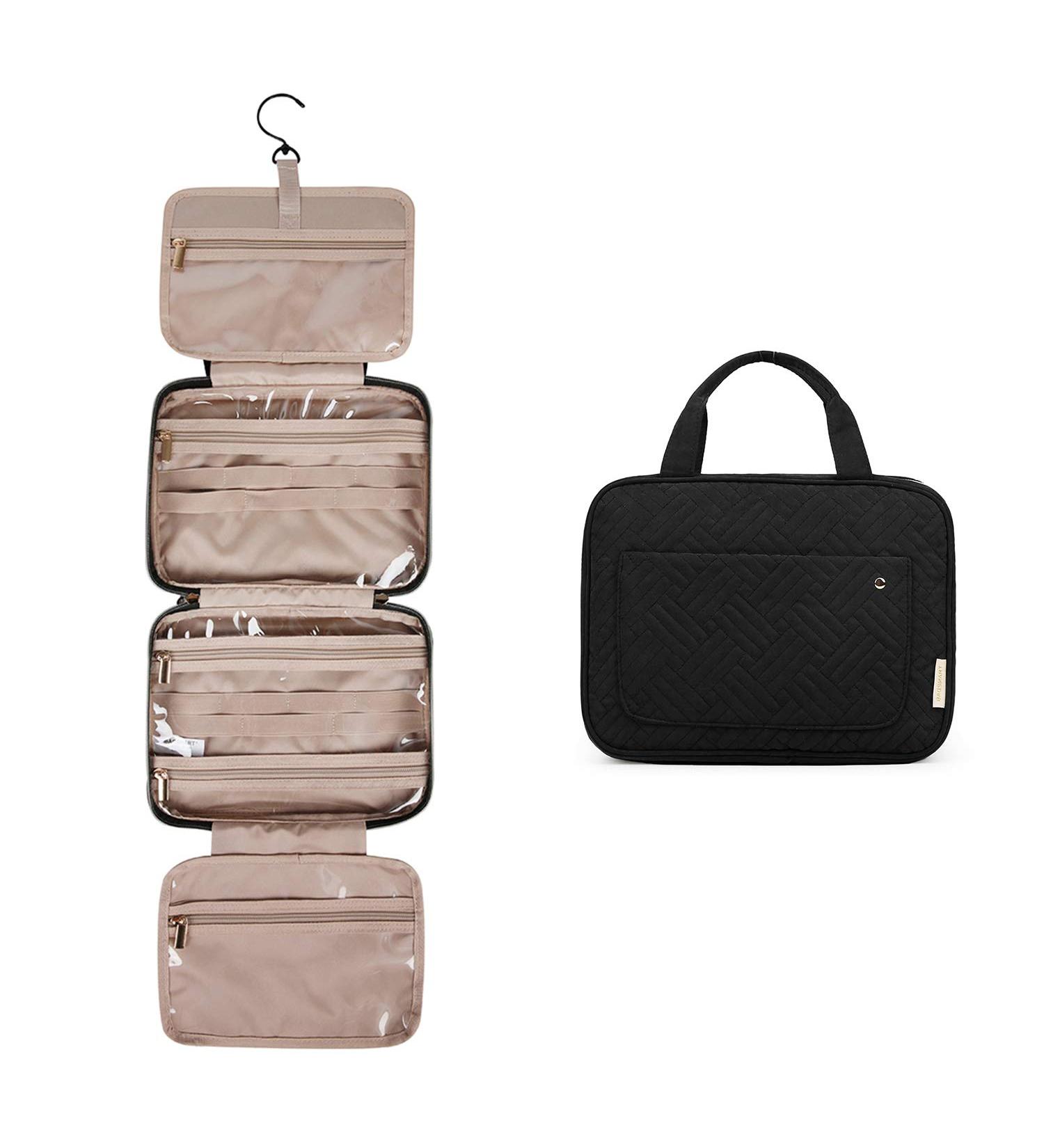 BAGSMART Hanging Toiletry Bag Travel Large Wash Bag Womens Make Up Bag Clear for Full Sized Container Black M Black - Buy Online on GoSupps.com
