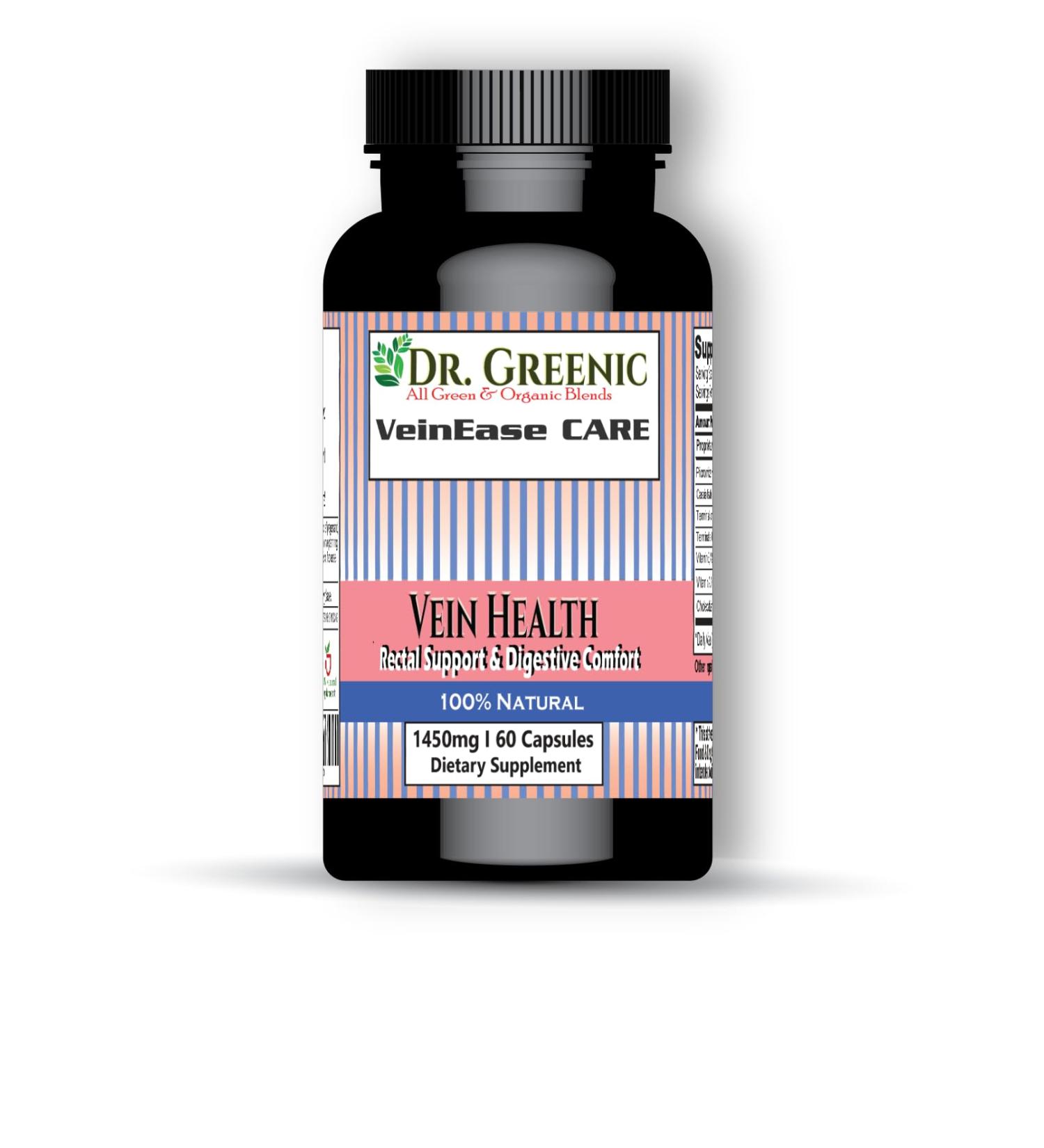 VeinEase Care Supplement 60 Capsules | Rectal Vein Health | Rectal Comfort | Healthy Venous Cirulation | Digestive Health | Colon Health