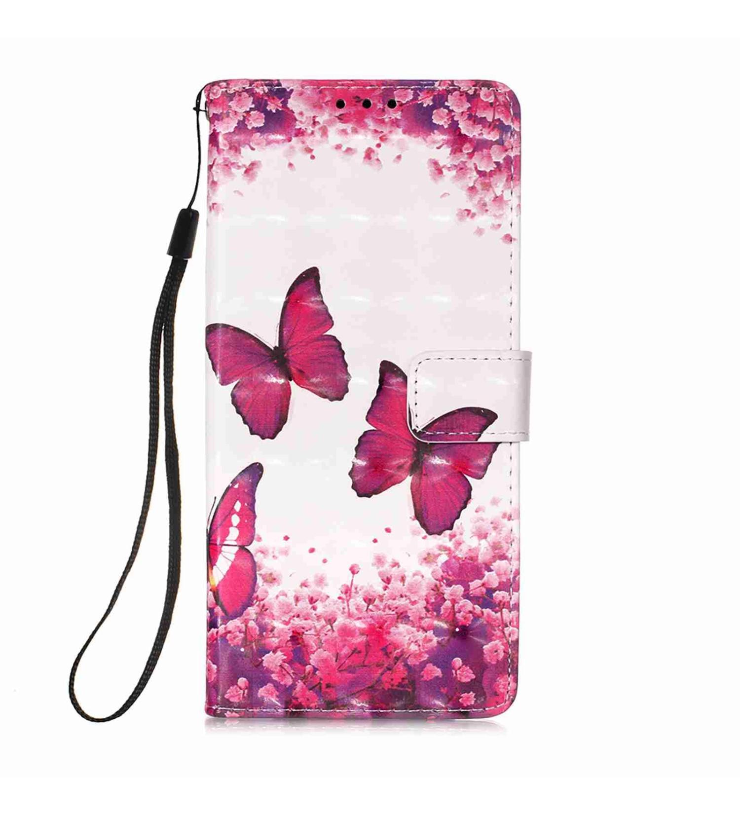 Shop Red Butterfly PU Leather Wallet Case for Samsung Galaxy A53 5G - 3D Shiny Pattern Card Holder & Mobile Protection - Buy Online on GoSupps.com