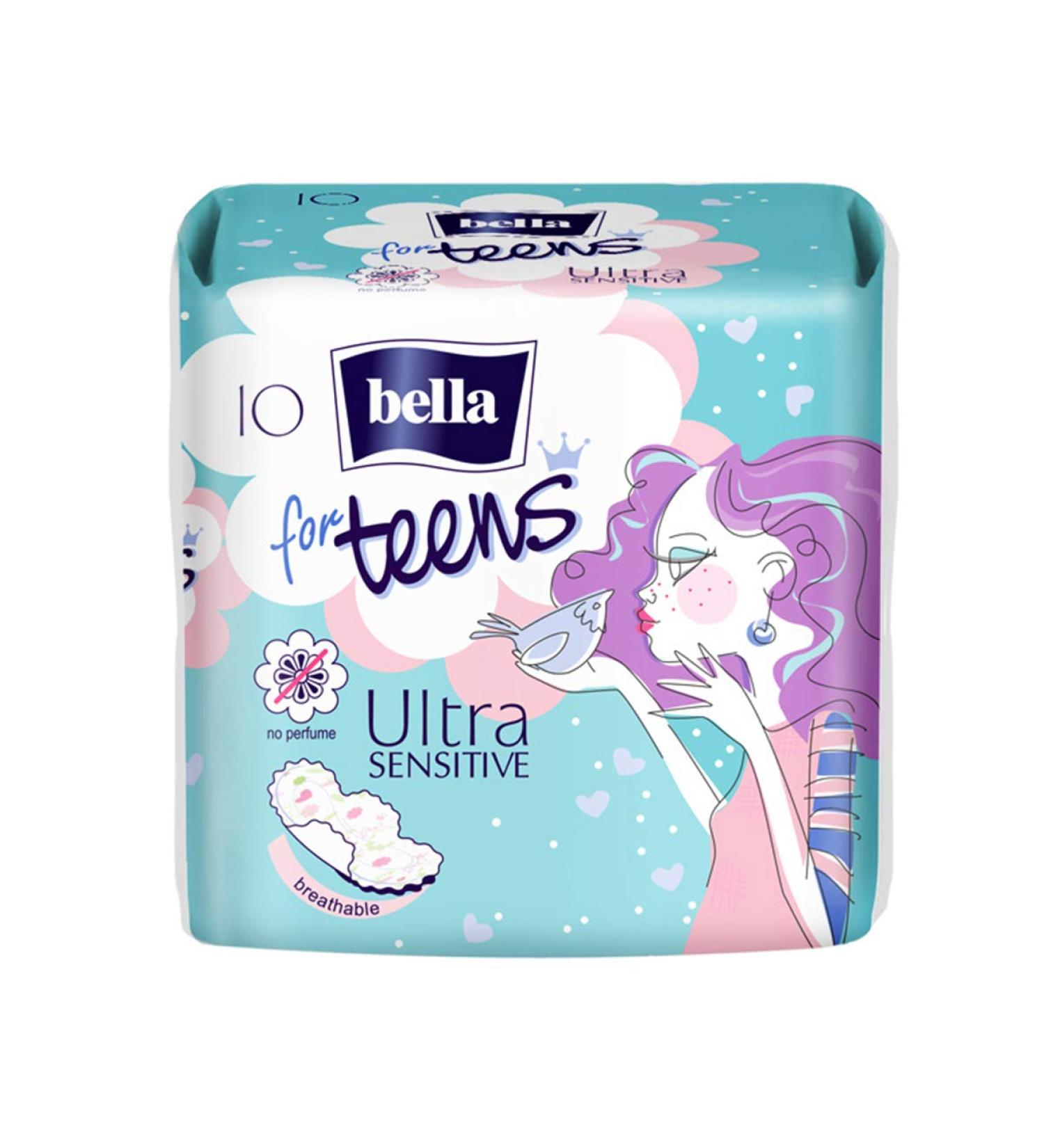 Shop Bella for Teens Ultra Thin Sensitive Binds - 10 Pack with Wings | Fragrance-Free Comfort for Teen Girls - Buy Online on GoSupps.com